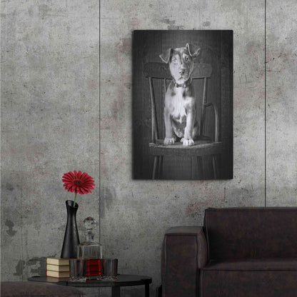 Luxe Metal Art 'Mutt Black & White' by Edward M. Fielding, Metal Wall Art,24x36