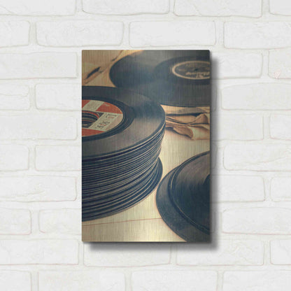 Luxe Metal Art 'Old 45s' by Edward M. Fielding, Metal Wall Art,12x16