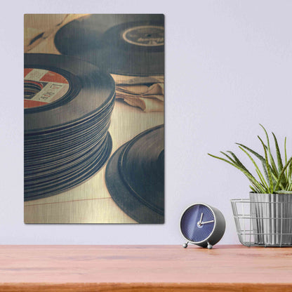Luxe Metal Art 'Old 45s' by Edward M. Fielding, Metal Wall Art,12x16
