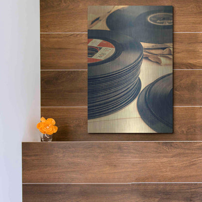 Luxe Metal Art 'Old 45s' by Edward M. Fielding, Metal Wall Art,12x16
