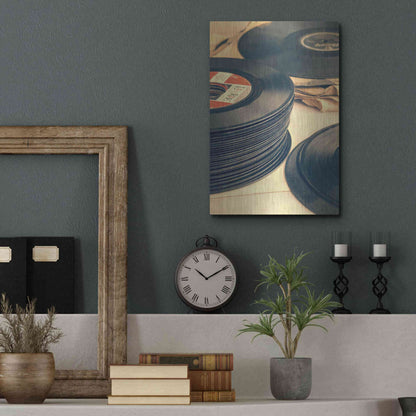 Luxe Metal Art 'Old 45s' by Edward M. Fielding, Metal Wall Art,12x16