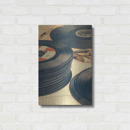 Luxe Metal Art 'Old 45s' by Edward M. Fielding, Metal Wall Art,16x24