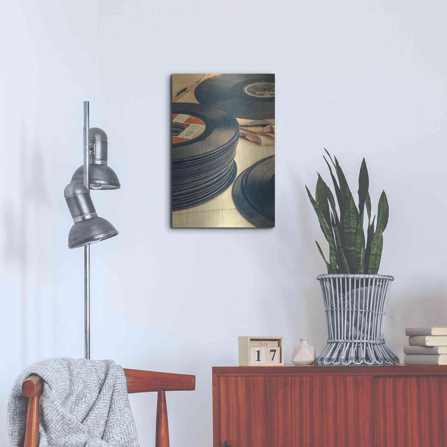 Luxe Metal Art 'Old 45s' by Edward M. Fielding, Metal Wall Art,16x24