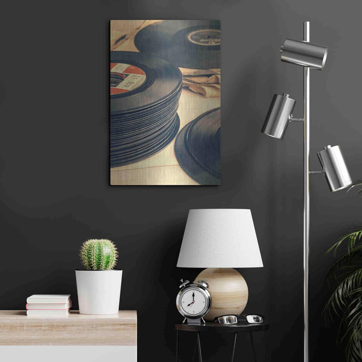Luxe Metal Art 'Old 45s' by Edward M. Fielding, Metal Wall Art,16x24