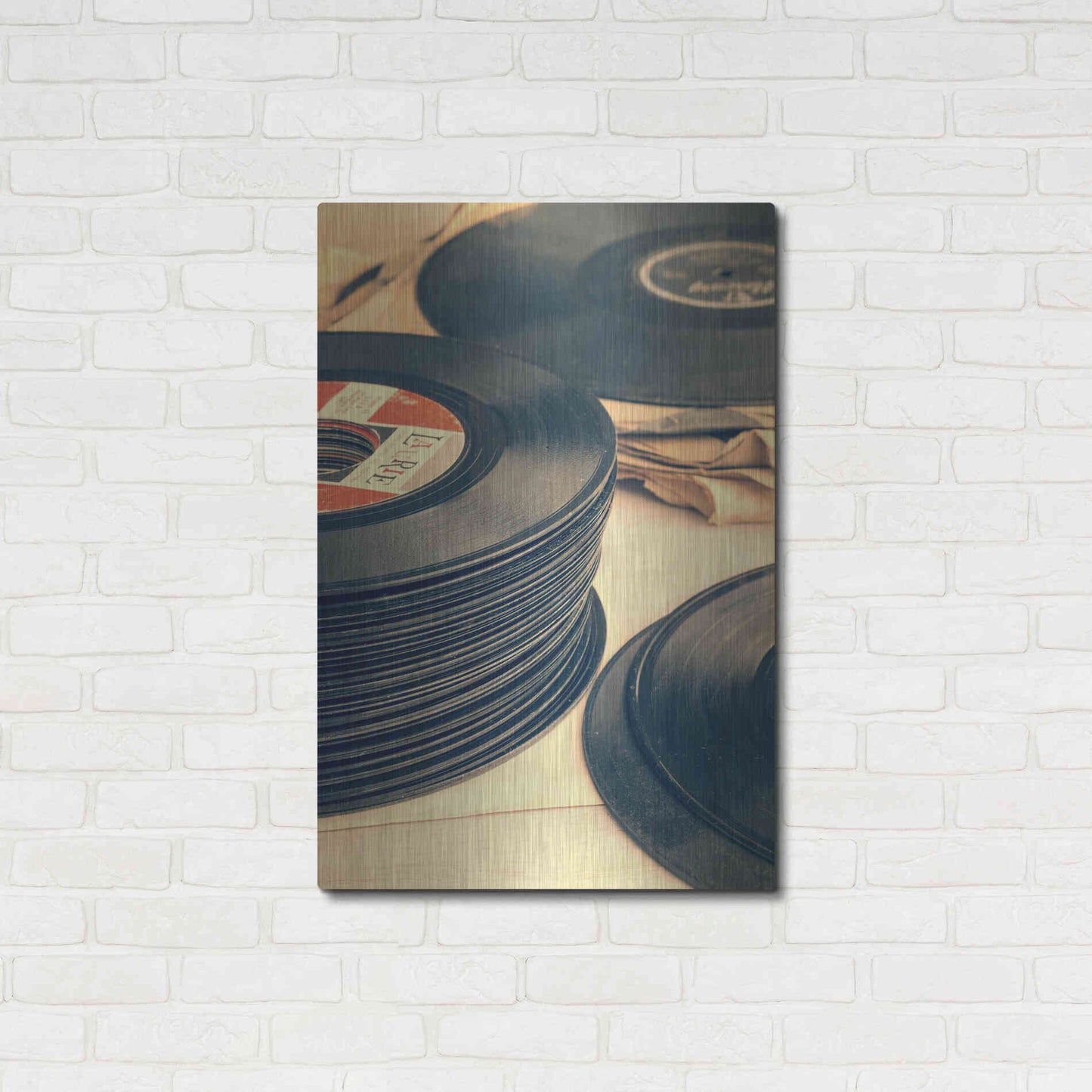 Luxe Metal Art 'Old 45s' by Edward M. Fielding, Metal Wall Art,24x36