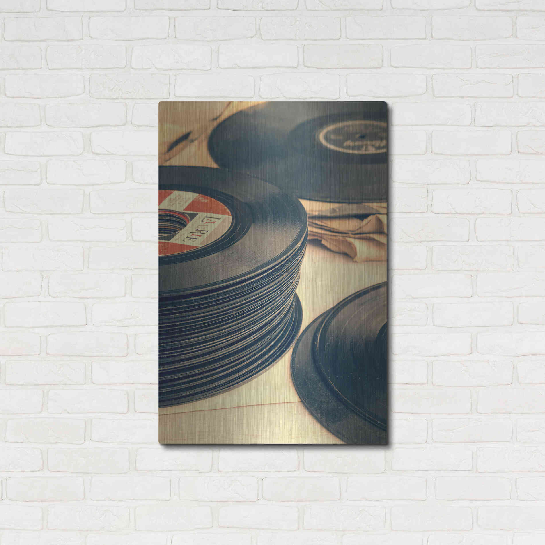 Luxe Metal Art 'Old 45s' by Edward M. Fielding, Metal Wall Art,24x36