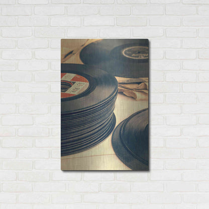 Luxe Metal Art 'Old 45s' by Edward M. Fielding, Metal Wall Art,24x36