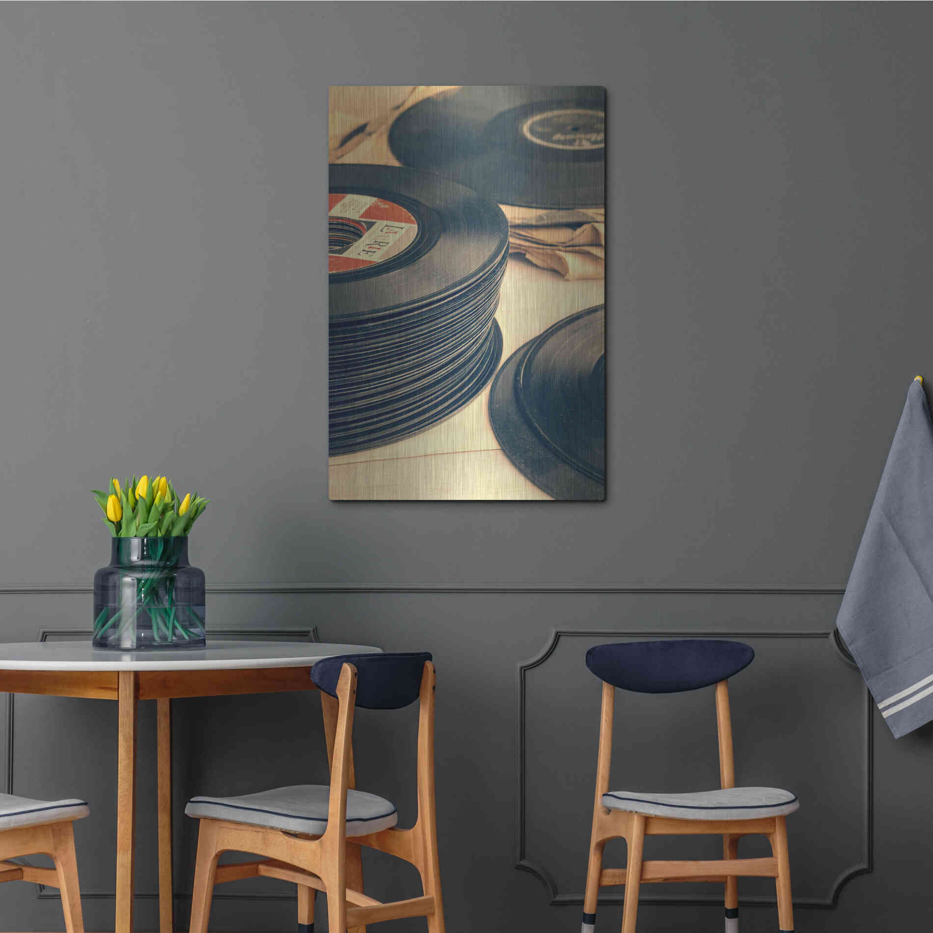 Luxe Metal Art 'Old 45s' by Edward M. Fielding, Metal Wall Art,24x36