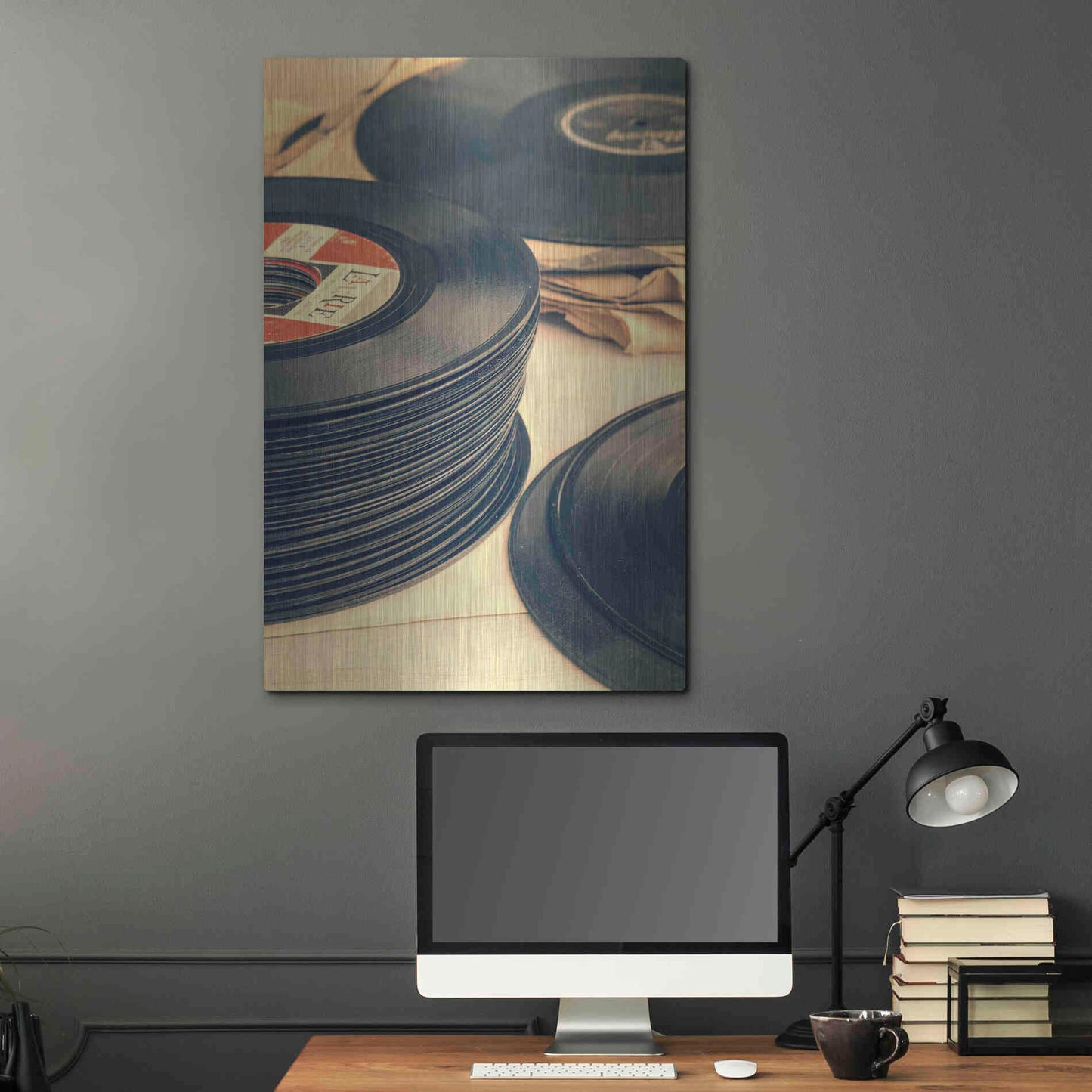 Luxe Metal Art 'Old 45s' by Edward M. Fielding, Metal Wall Art,24x36