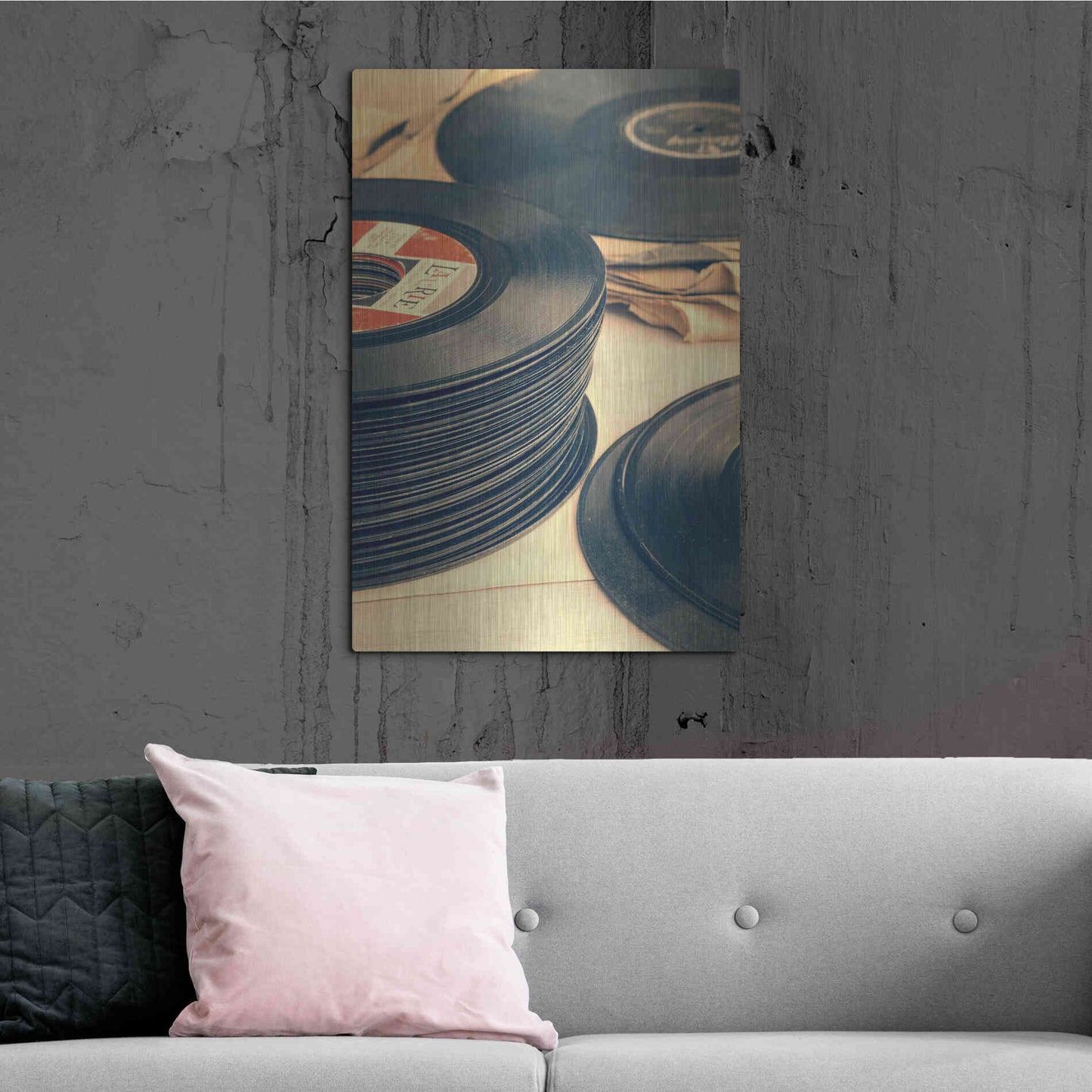 Luxe Metal Art 'Old 45s' by Edward M. Fielding, Metal Wall Art,24x36