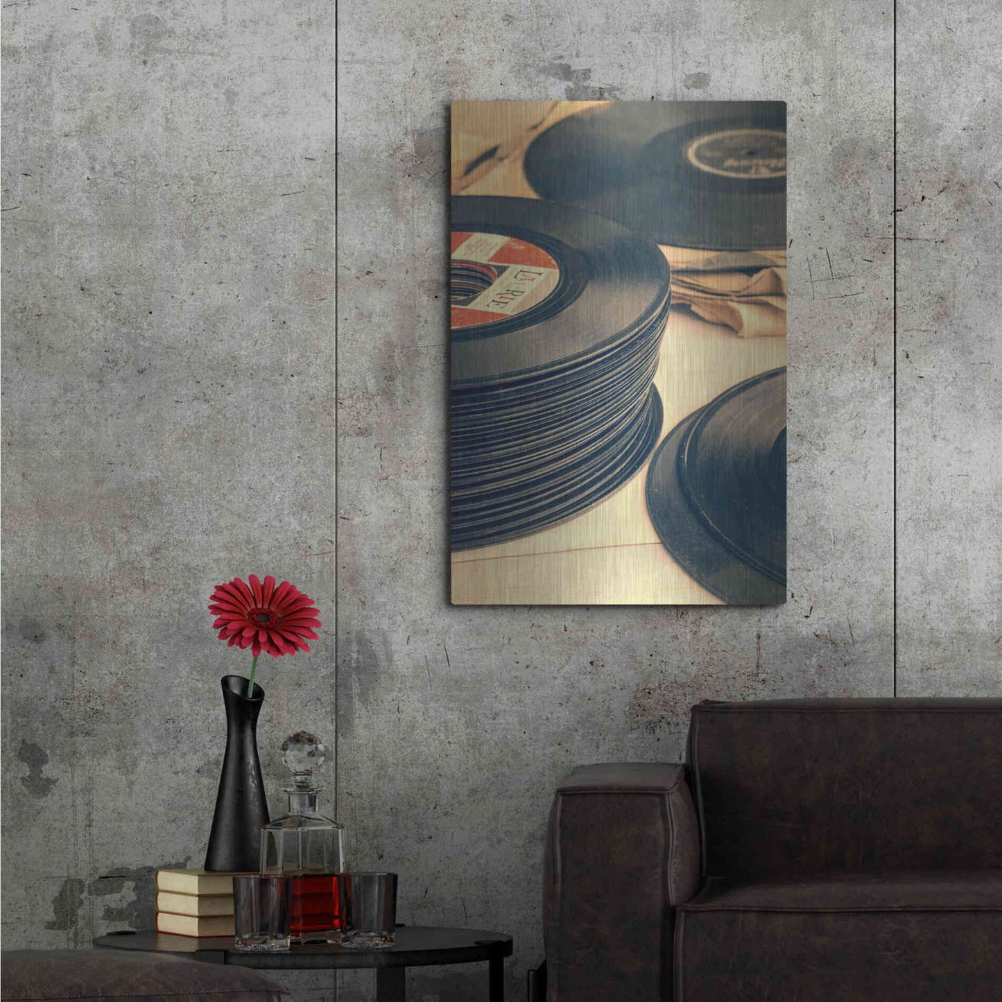 Luxe Metal Art 'Old 45s' by Edward M. Fielding, Metal Wall Art,24x36