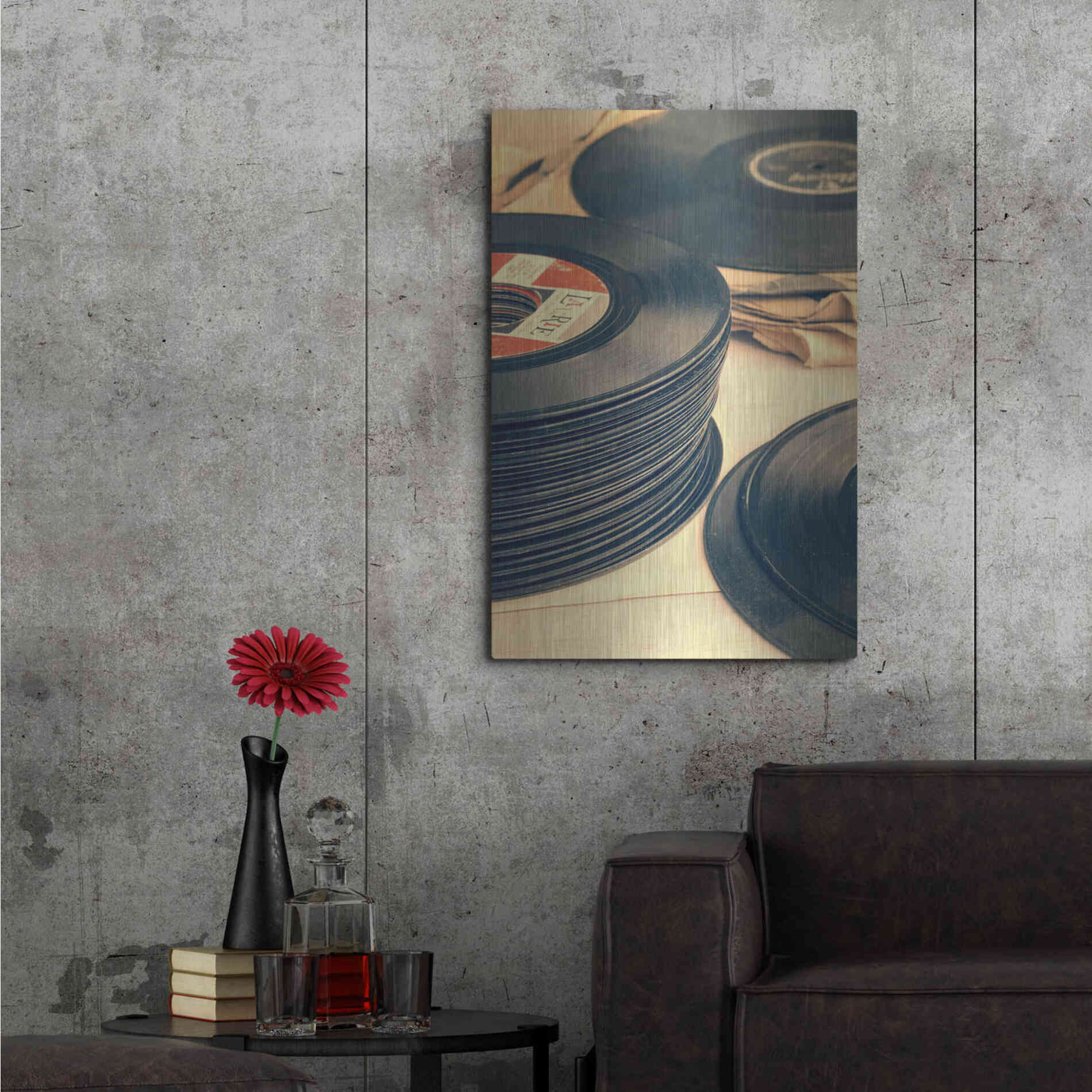 Luxe Metal Art 'Old 45s' by Edward M. Fielding, Metal Wall Art,24x36