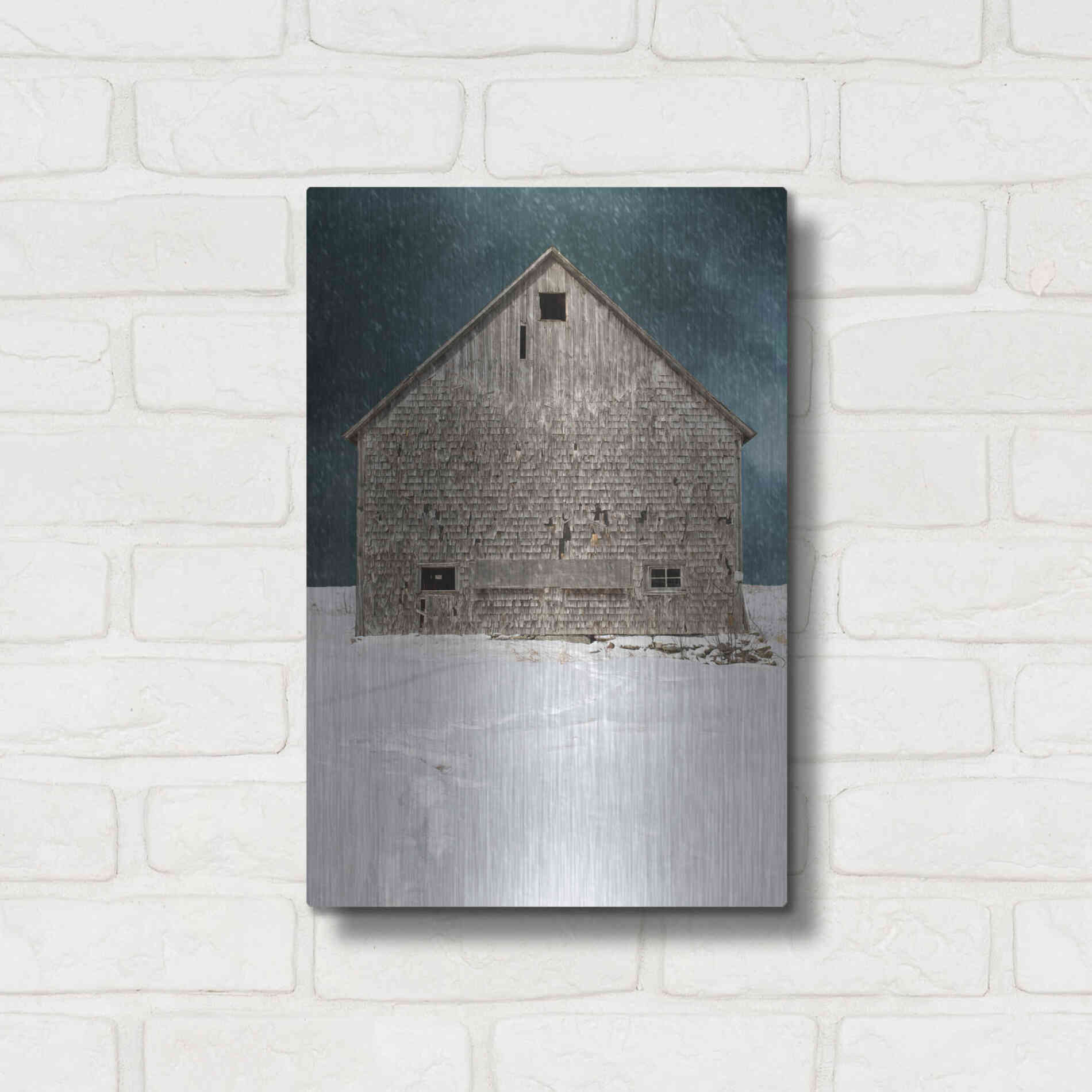 Luxe Metal Art 'Old Barn' by Edward M. Fielding, Metal Wall Art,12x16