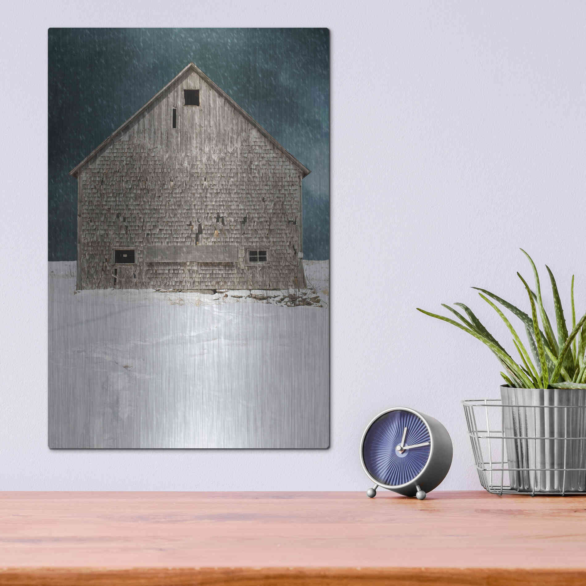 Luxe Metal Art 'Old Barn' by Edward M. Fielding, Metal Wall Art,12x16