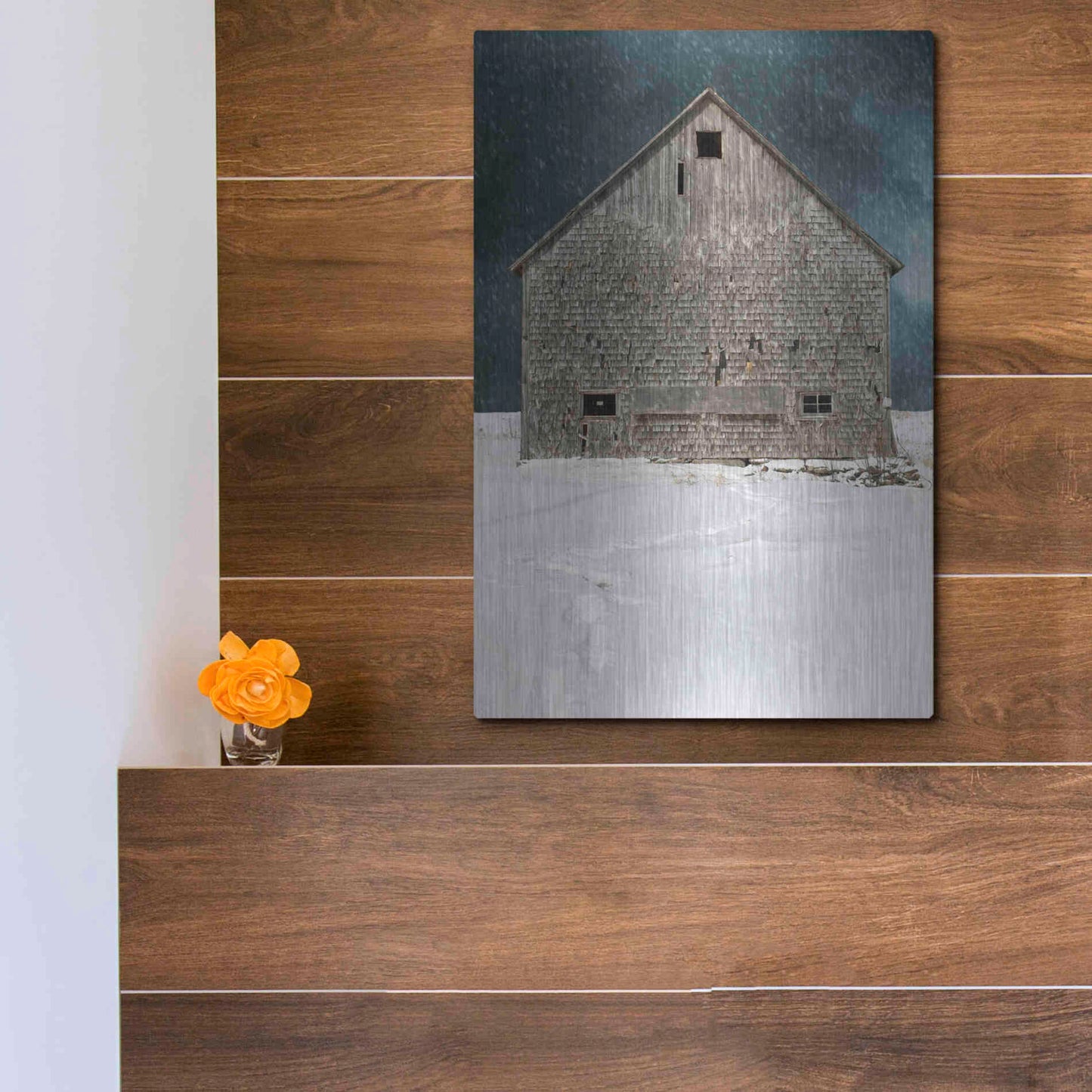 Luxe Metal Art 'Old Barn' by Edward M. Fielding, Metal Wall Art,12x16