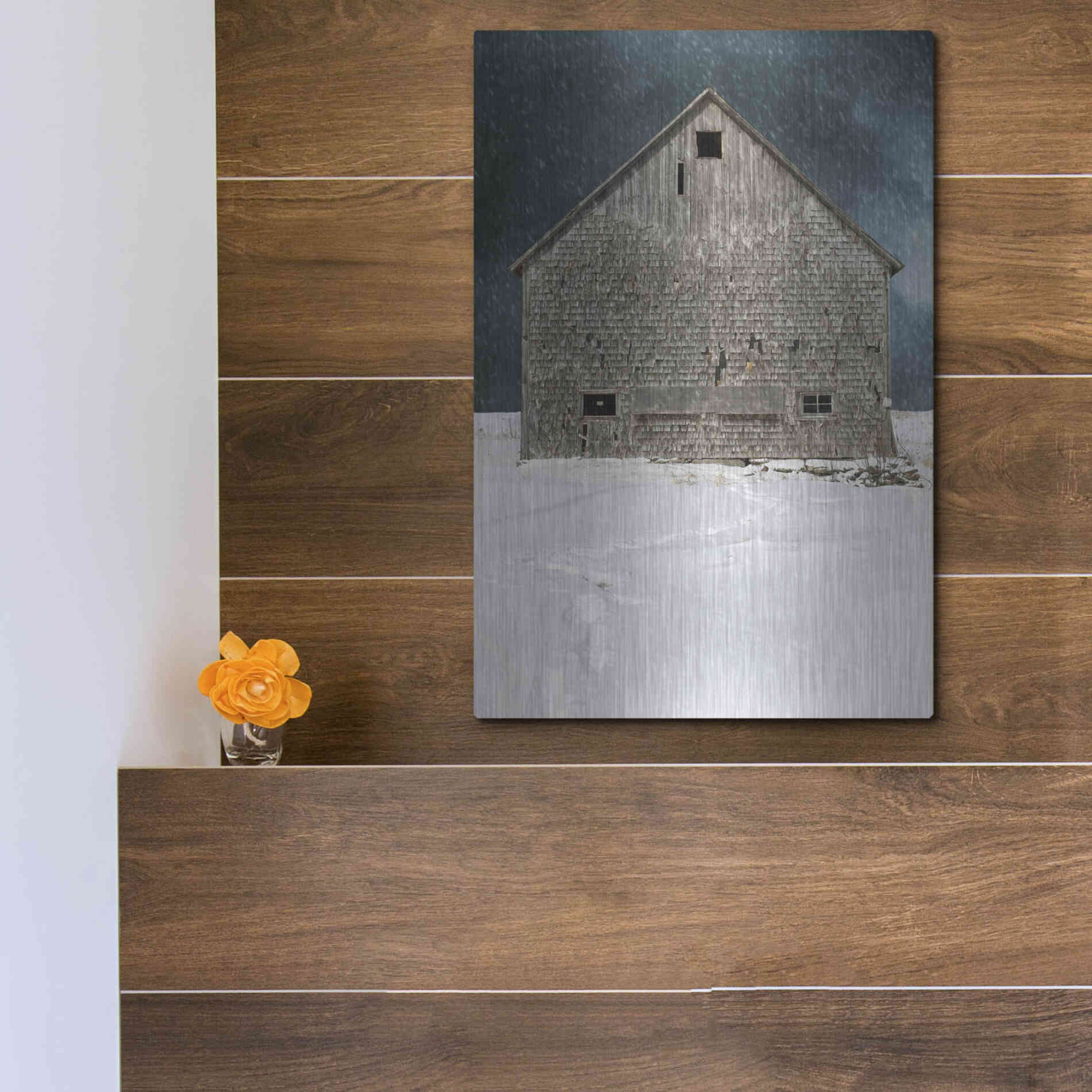 Luxe Metal Art 'Old Barn' by Edward M. Fielding, Metal Wall Art,12x16