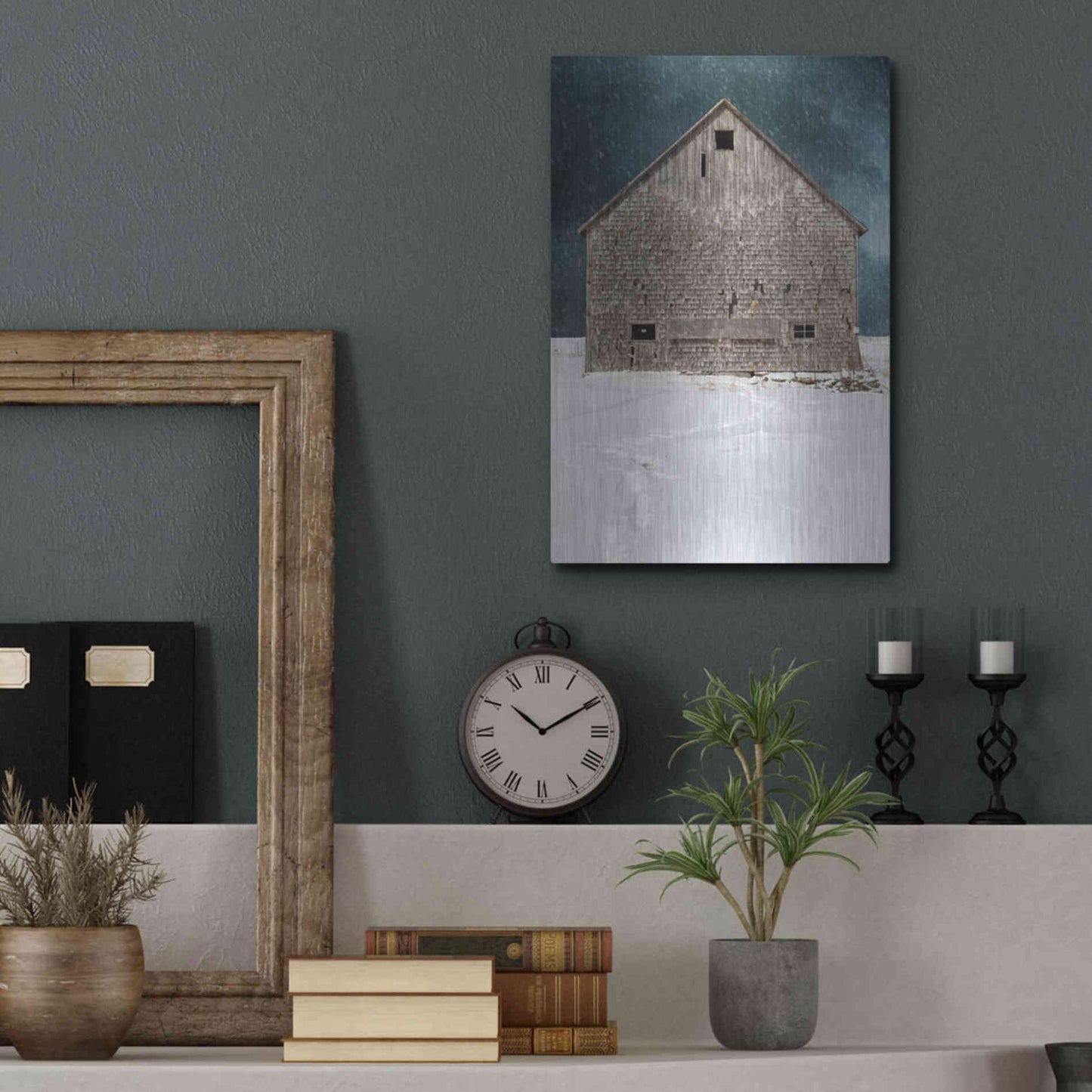 Luxe Metal Art 'Old Barn' by Edward M. Fielding, Metal Wall Art,12x16