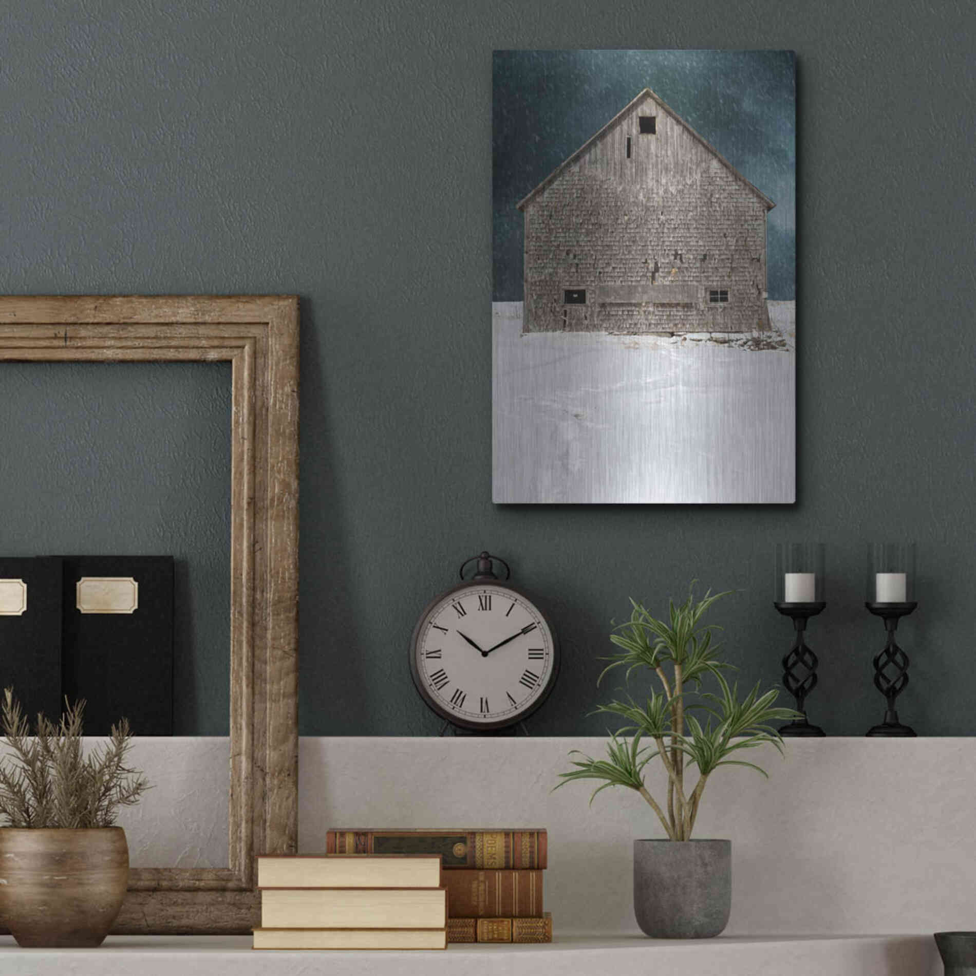 Luxe Metal Art 'Old Barn' by Edward M. Fielding, Metal Wall Art,12x16