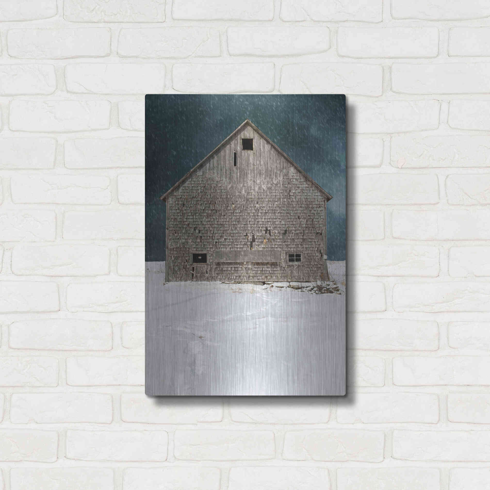 Luxe Metal Art 'Old Barn' by Edward M. Fielding, Metal Wall Art,16x24