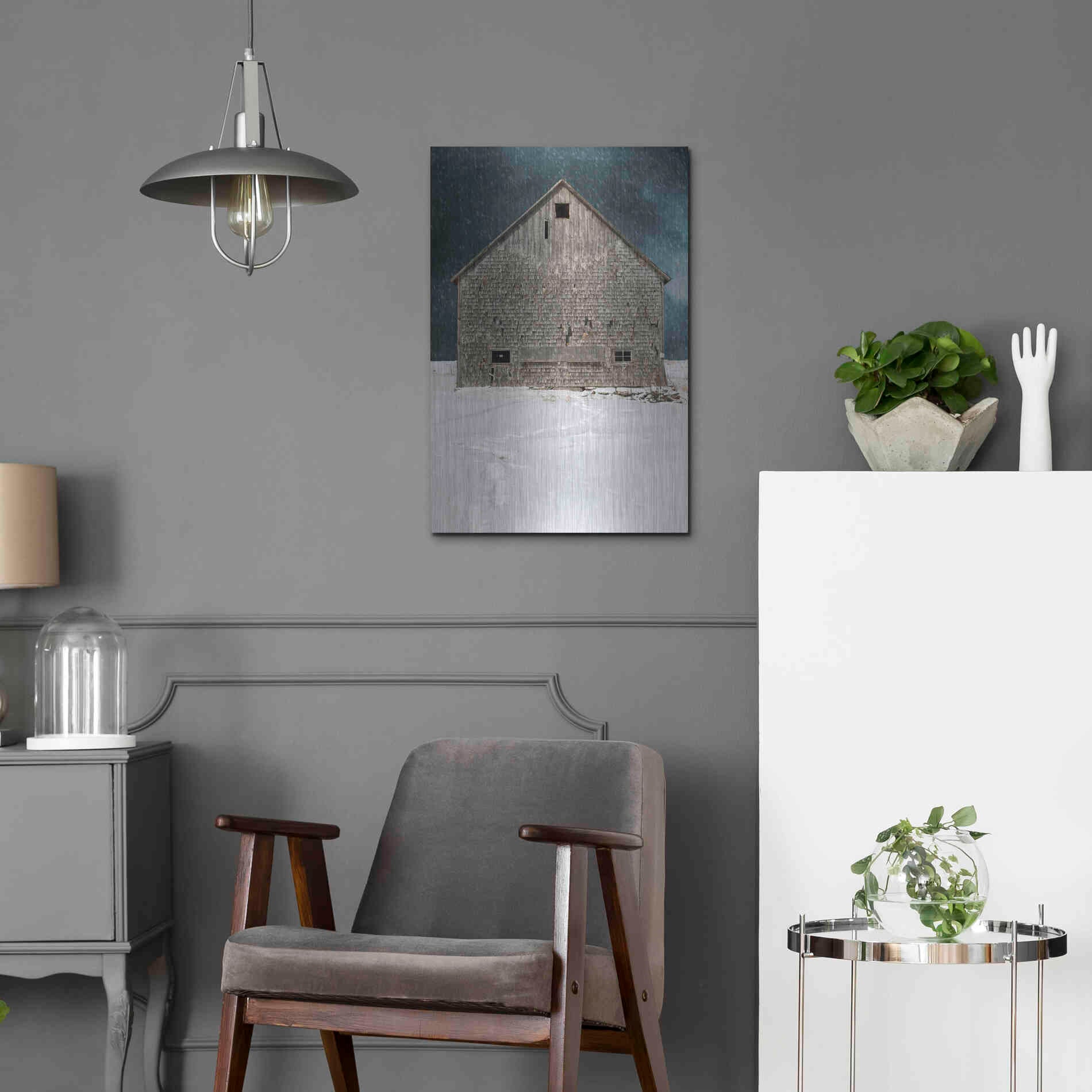 Luxe Metal Art 'Old Barn' by Edward M. Fielding, Metal Wall Art,16x24