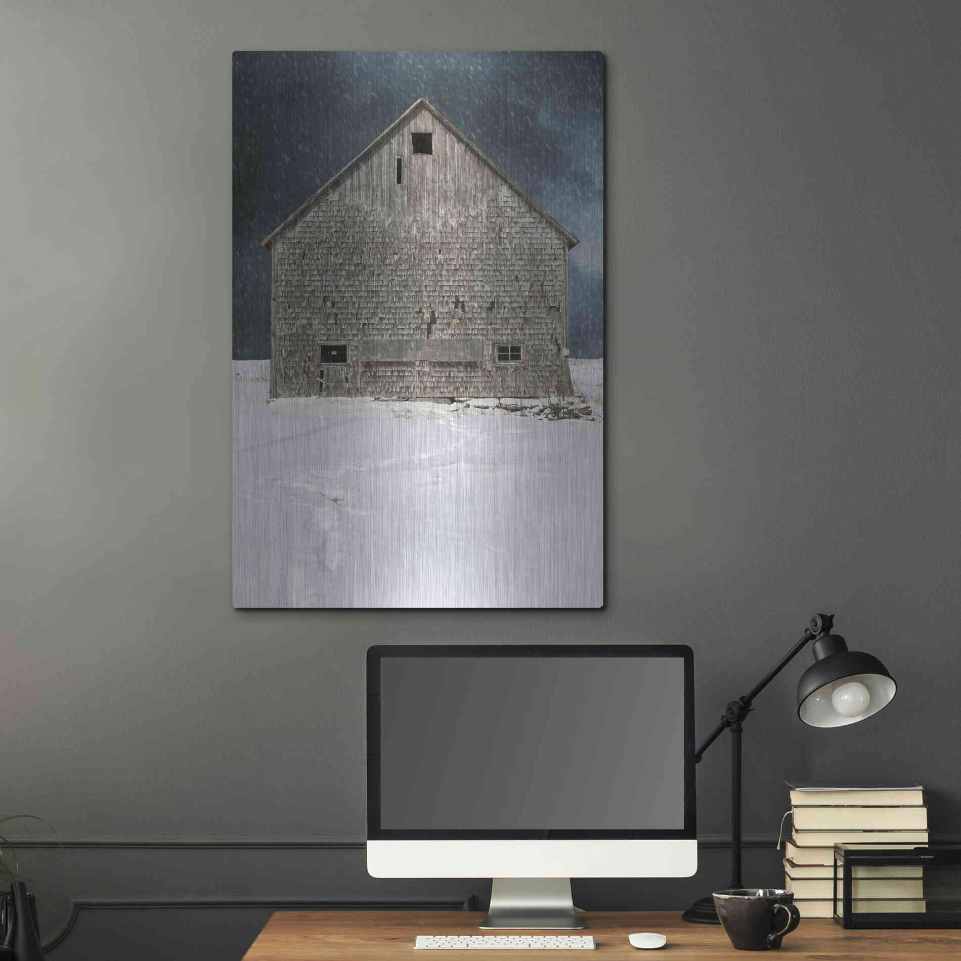 Luxe Metal Art 'Old Barn' by Edward M. Fielding, Metal Wall Art,24x36