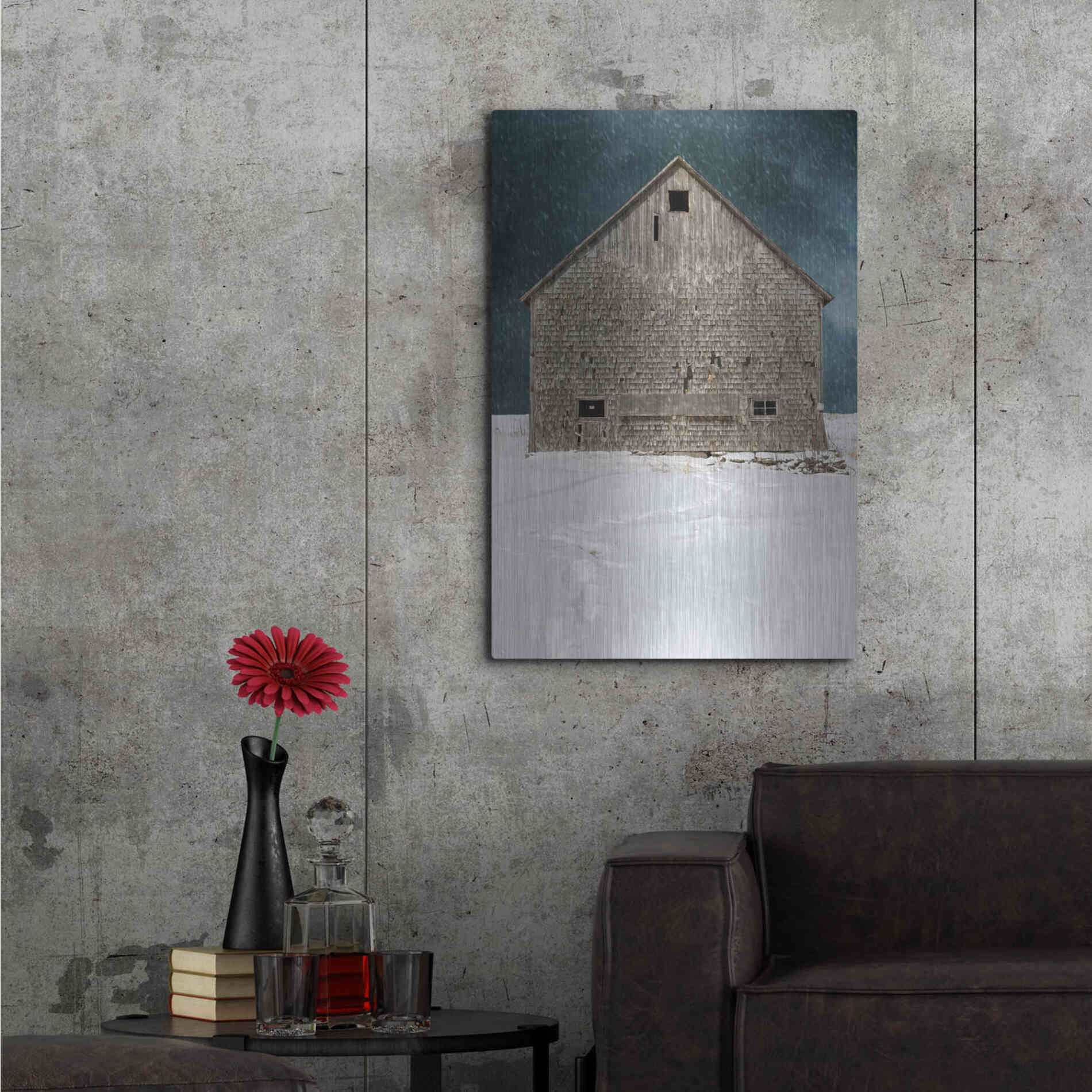 Luxe Metal Art 'Old Barn' by Edward M. Fielding, Metal Wall Art,24x36