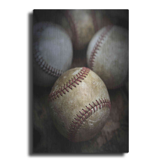 Luxe Metal Art 'Old Baseball' by Edward M. Fielding, Metal Wall Art