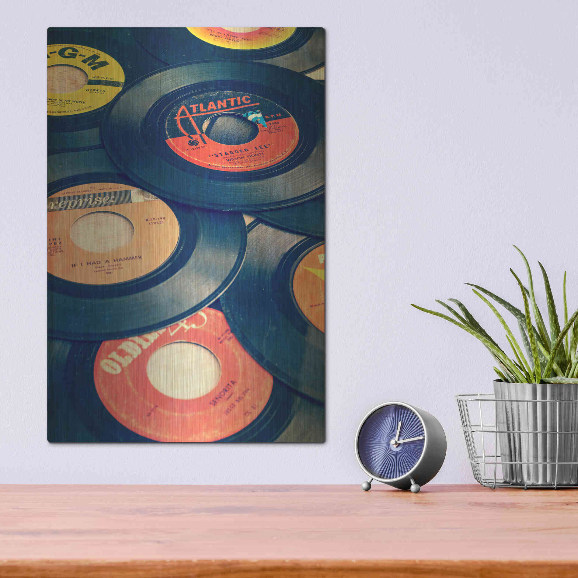 Luxe Metal Art 'Old Records' by Edward M. Fielding, Metal Wall Art,12x16