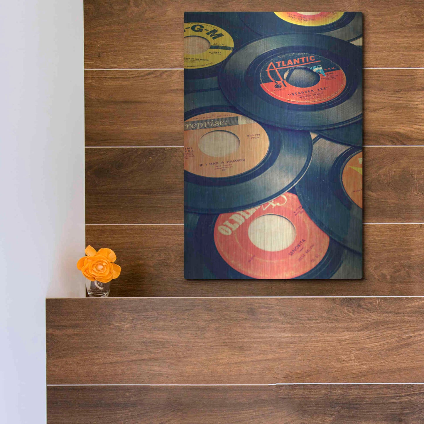 Luxe Metal Art 'Old Records' by Edward M. Fielding, Metal Wall Art,12x16
