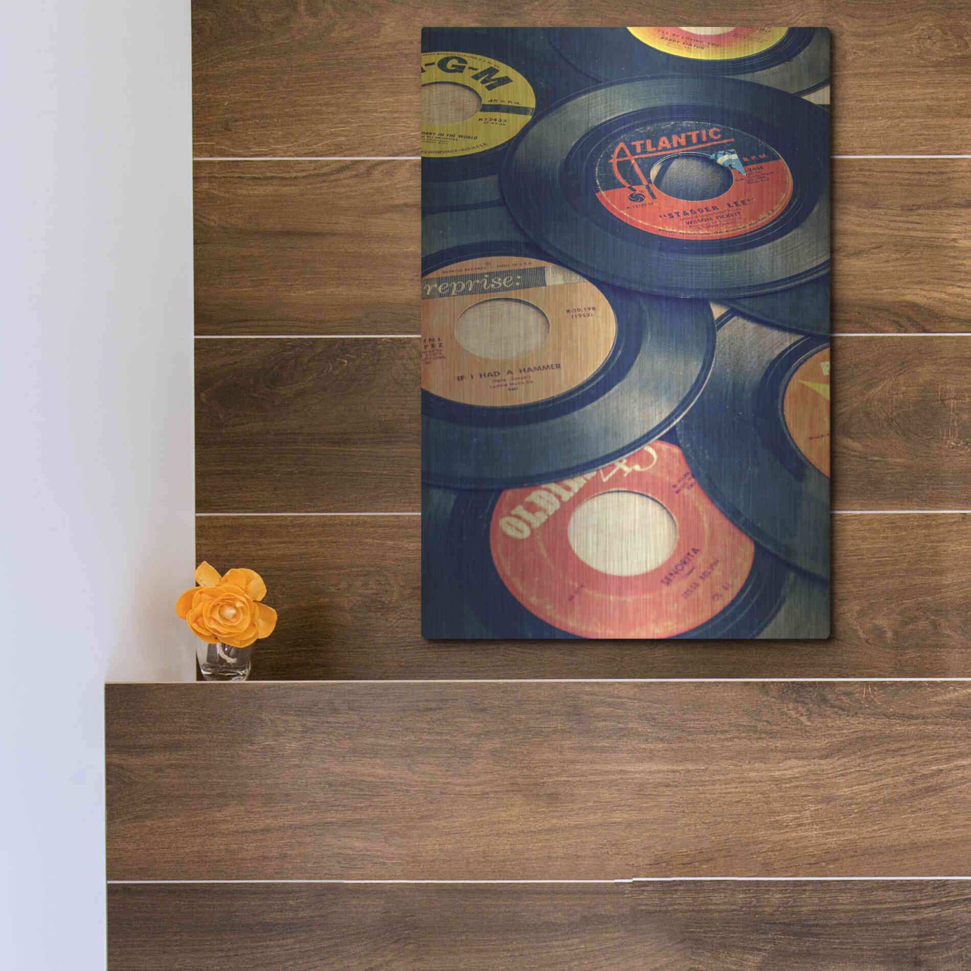 Luxe Metal Art 'Old Records' by Edward M. Fielding, Metal Wall Art,12x16