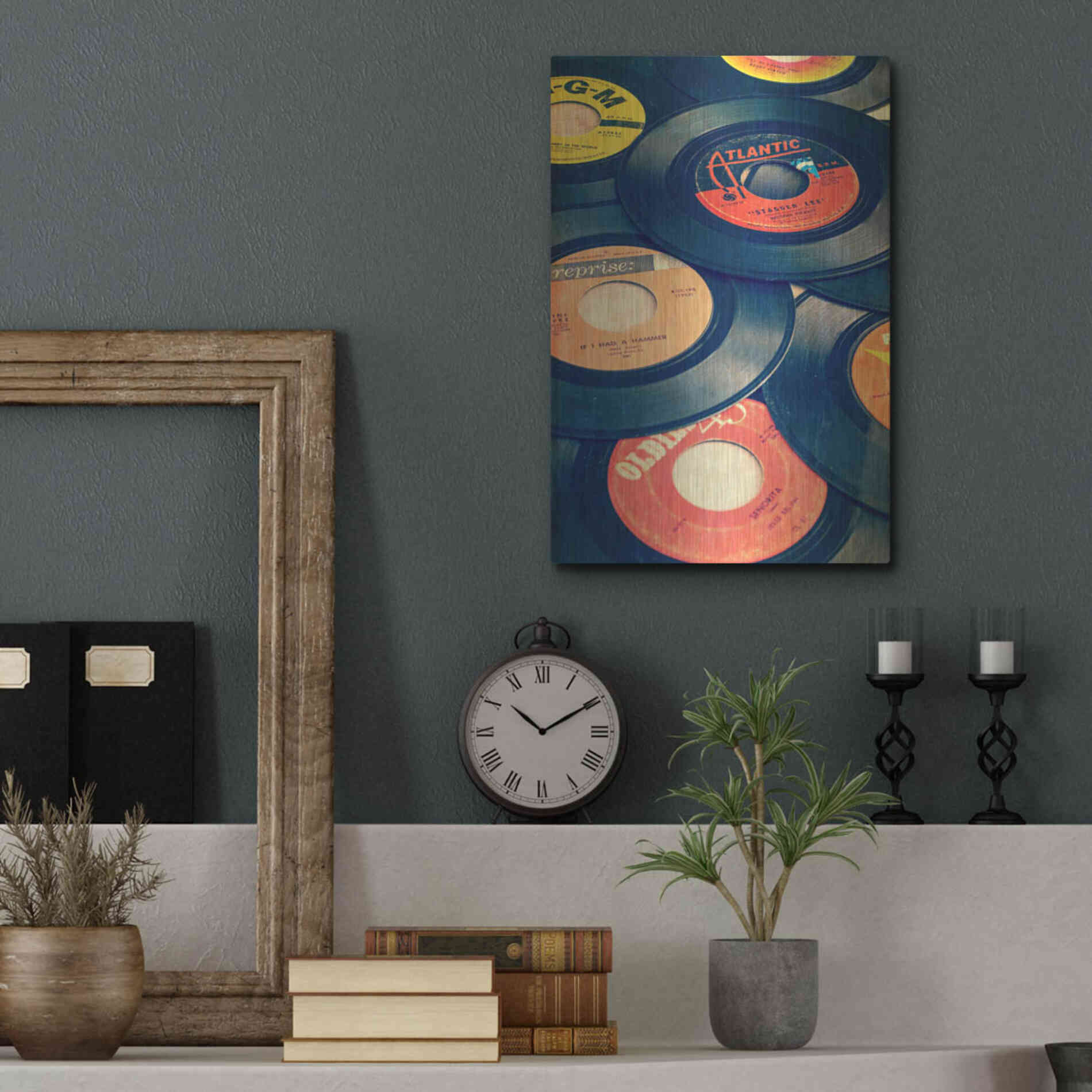 Luxe Metal Art 'Old Records' by Edward M. Fielding, Metal Wall Art,12x16