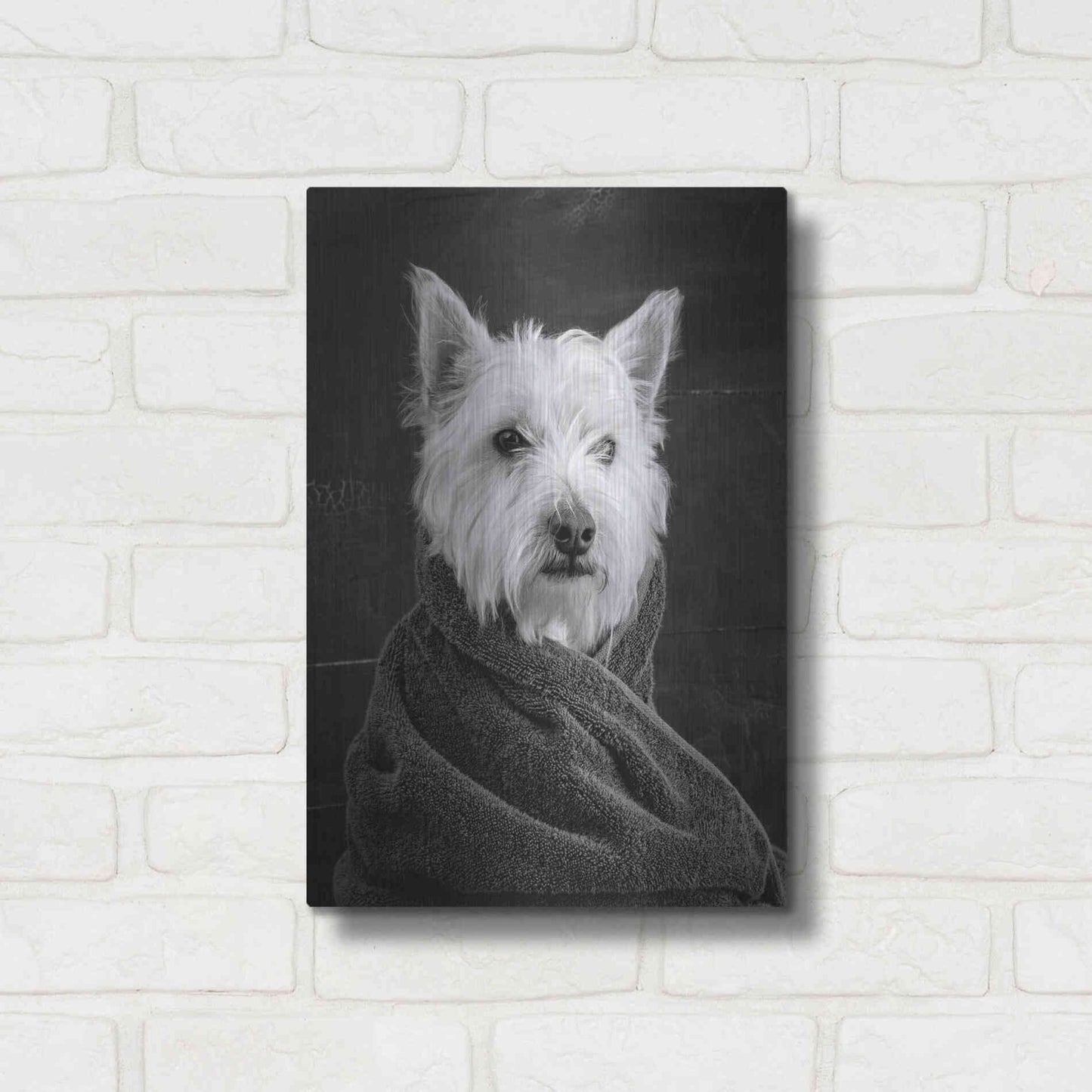 Luxe Metal Art 'Portrait of a Westy Dog' by Edward M. Fielding, Metal Wall Art,12x16