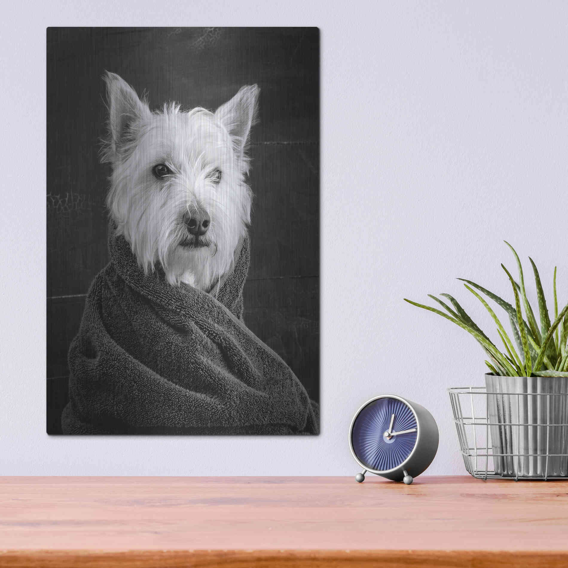 Luxe Metal Art 'Portrait of a Westy Dog' by Edward M. Fielding, Metal Wall Art,12x16