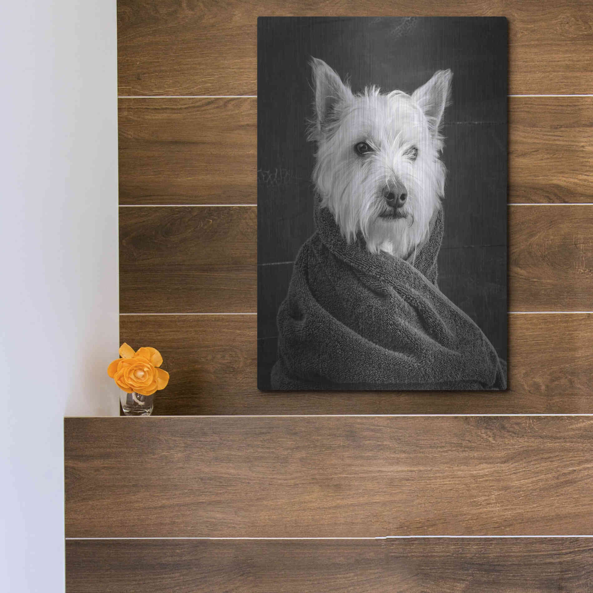 Luxe Metal Art 'Portrait of a Westy Dog' by Edward M. Fielding, Metal Wall Art,12x16