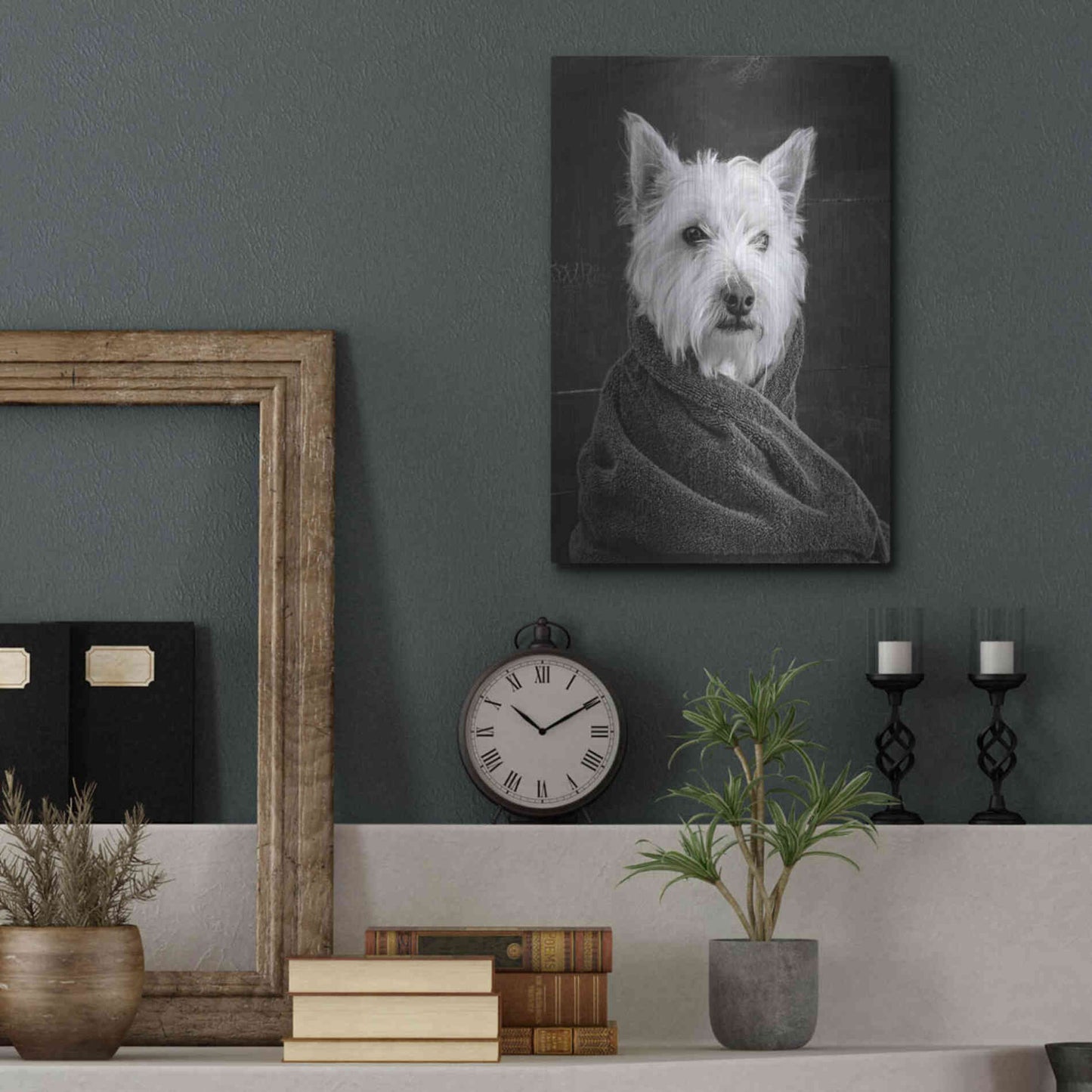 Luxe Metal Art 'Portrait of a Westy Dog' by Edward M. Fielding, Metal Wall Art,12x16