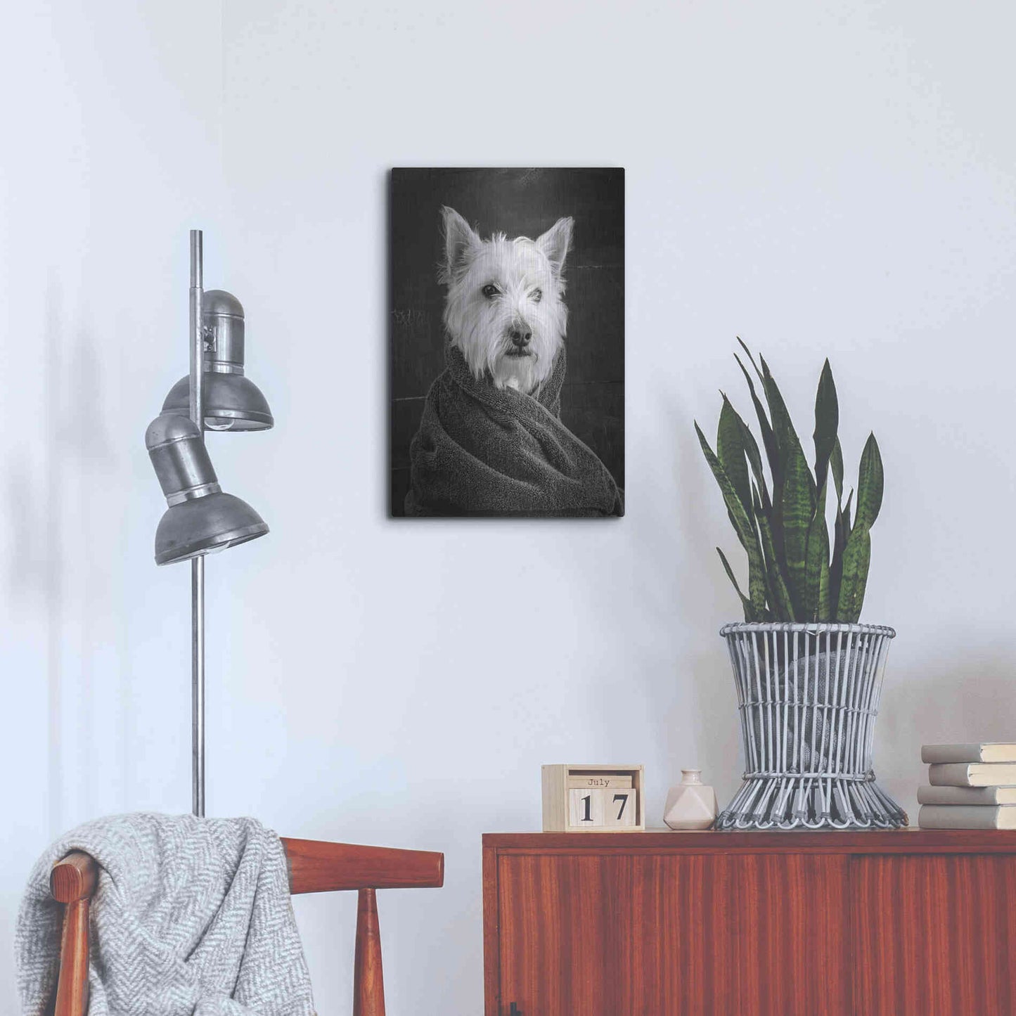 Luxe Metal Art 'Portrait of a Westy Dog' by Edward M. Fielding, Metal Wall Art,16x24