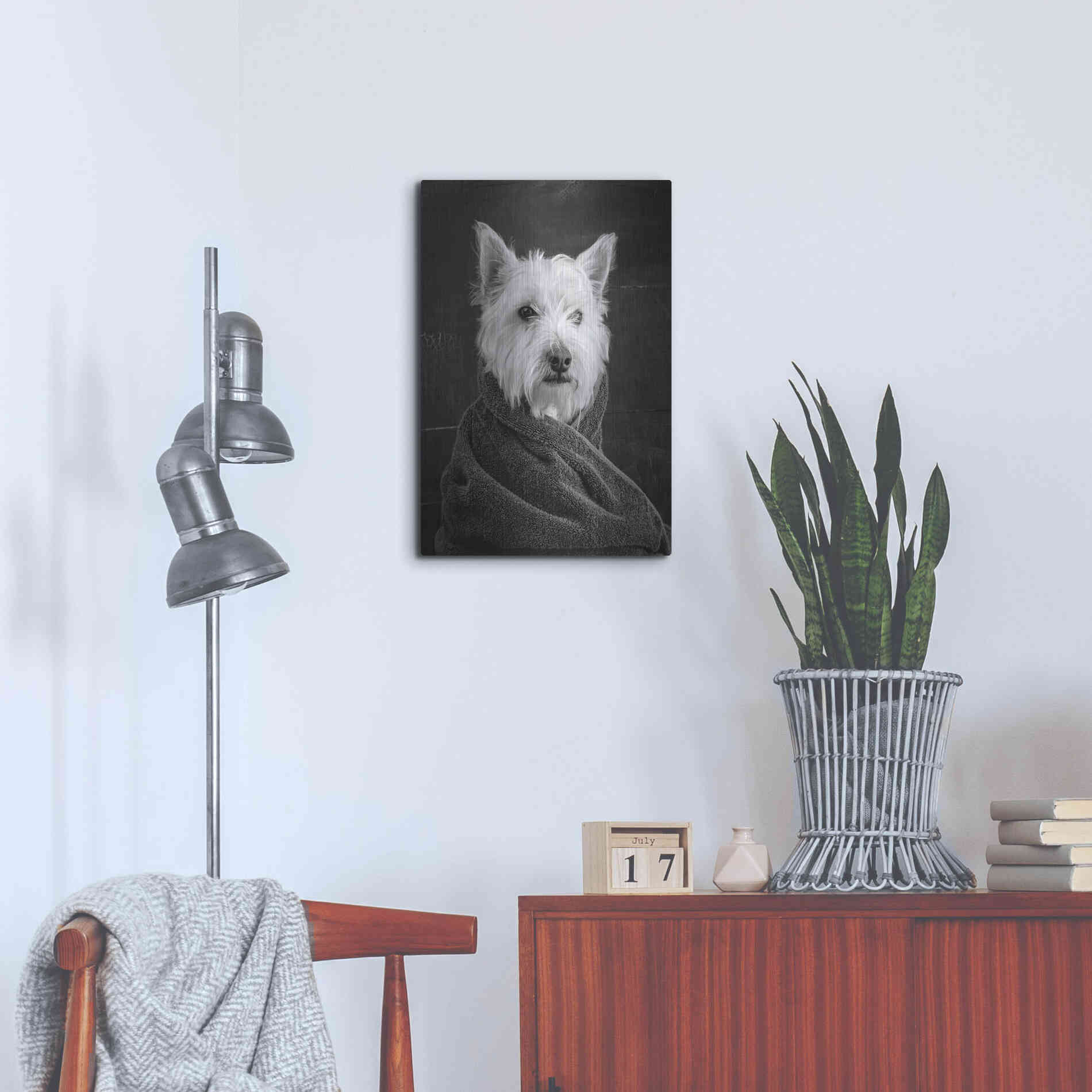 Luxe Metal Art 'Portrait of a Westy Dog' by Edward M. Fielding, Metal Wall Art,16x24