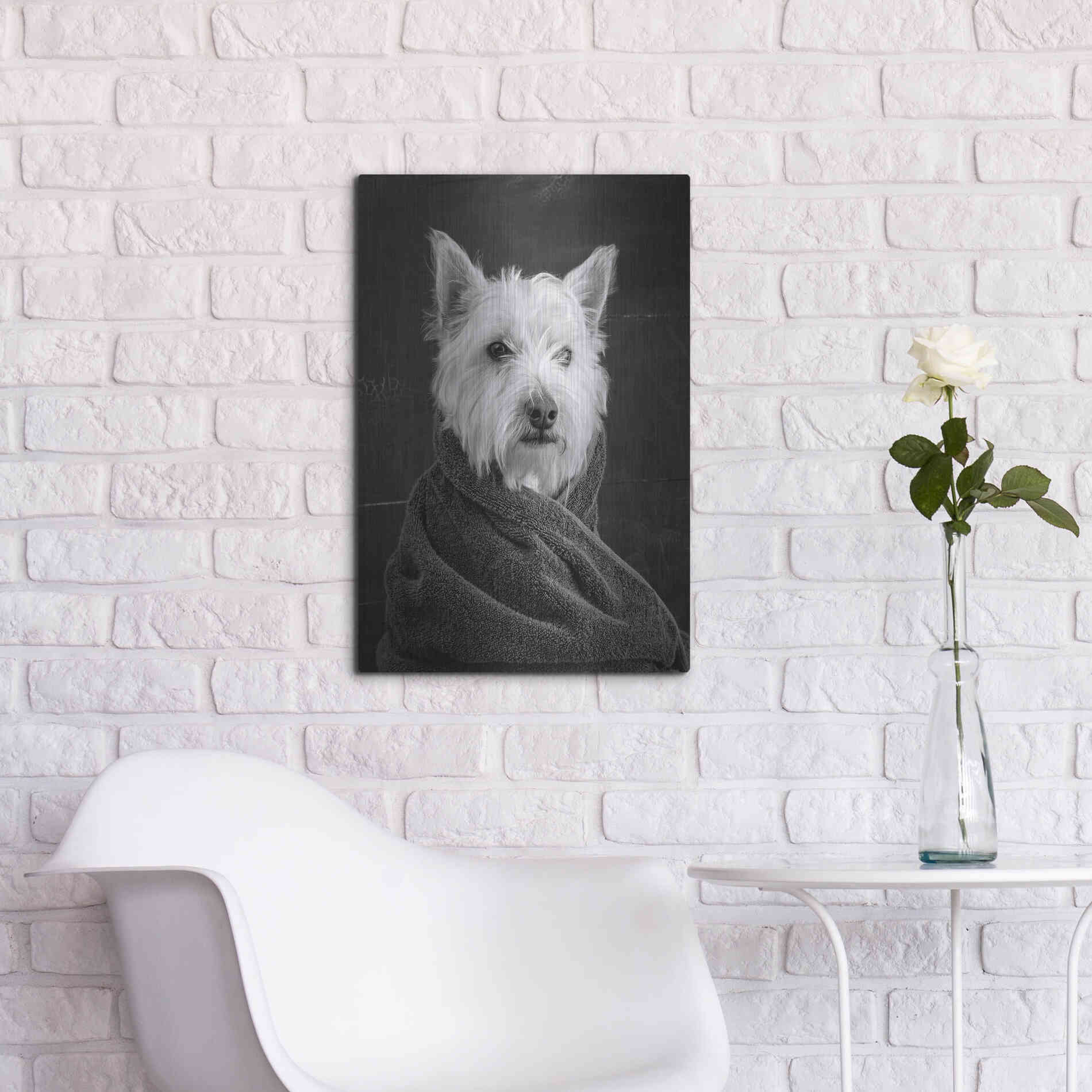 Luxe Metal Art 'Portrait of a Westy Dog' by Edward M. Fielding, Metal Wall Art,16x24