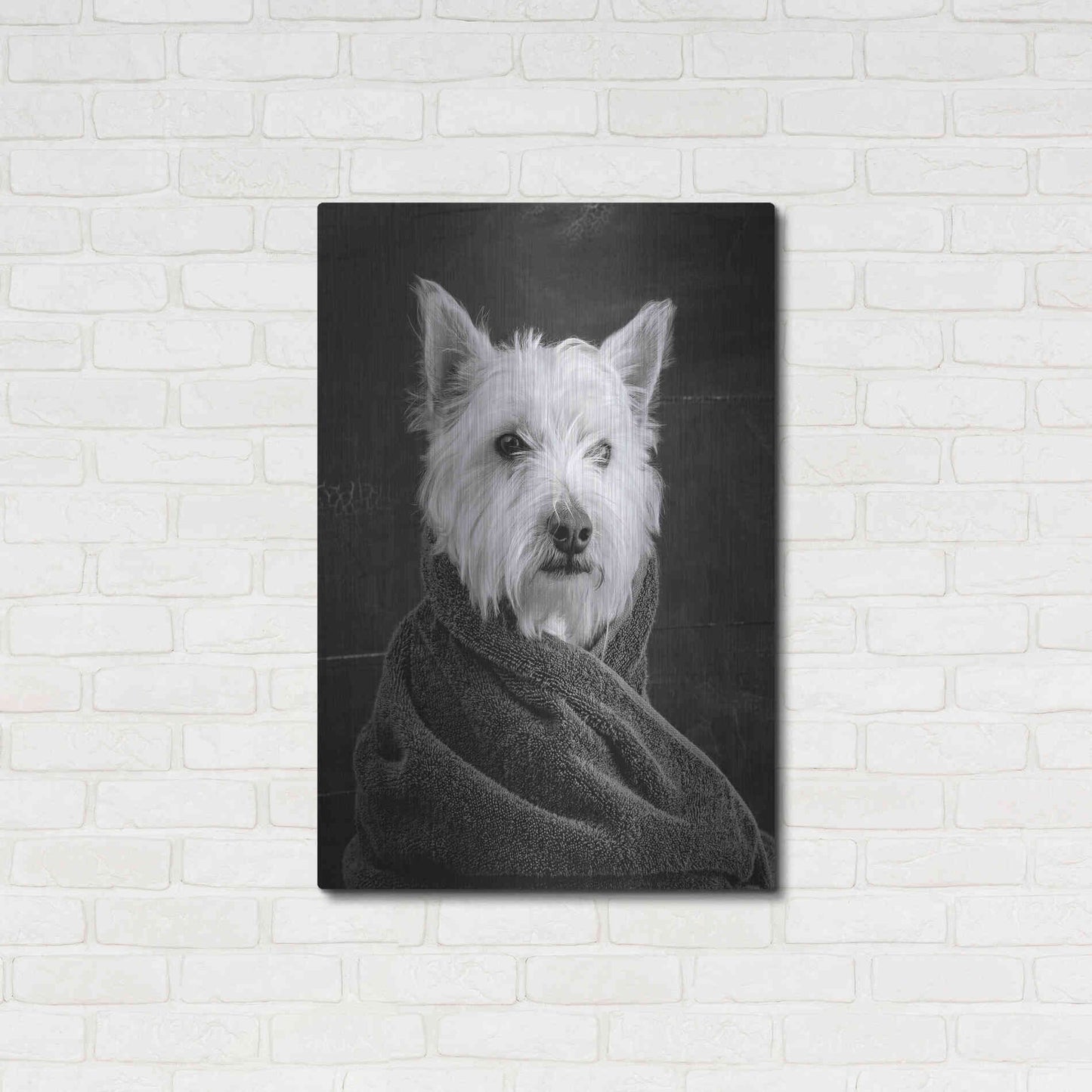 Luxe Metal Art 'Portrait of a Westy Dog' by Edward M. Fielding, Metal Wall Art,24x36