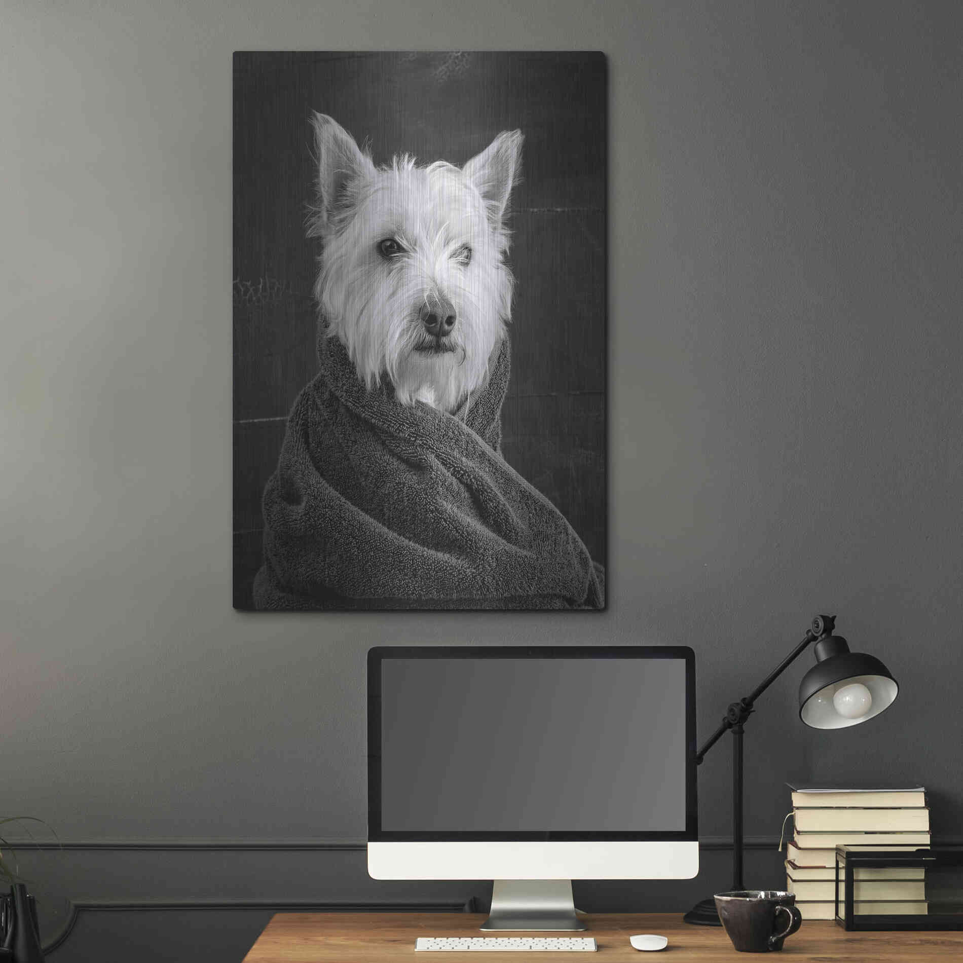 Luxe Metal Art 'Portrait of a Westy Dog' by Edward M. Fielding, Metal Wall Art,24x36