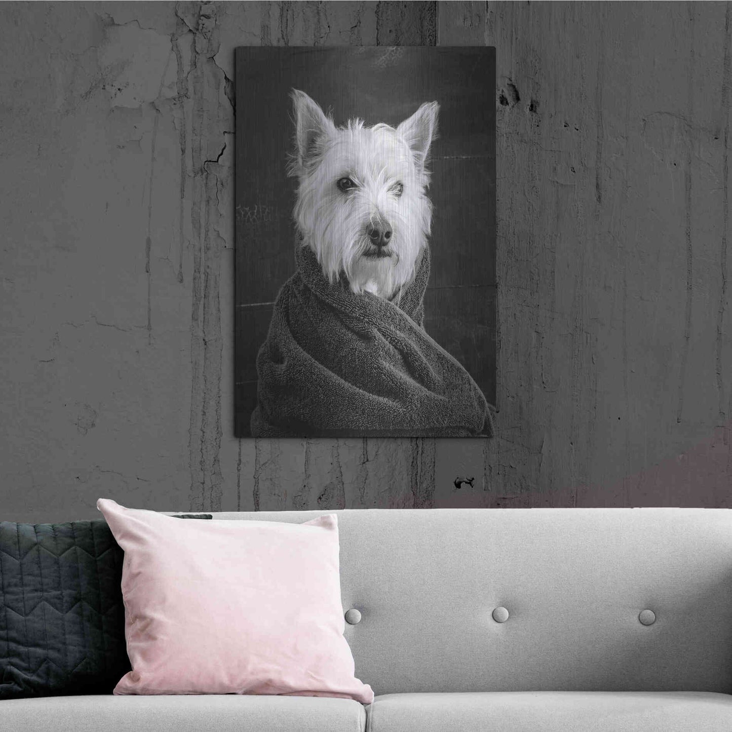Luxe Metal Art 'Portrait of a Westy Dog' by Edward M. Fielding, Metal Wall Art,24x36