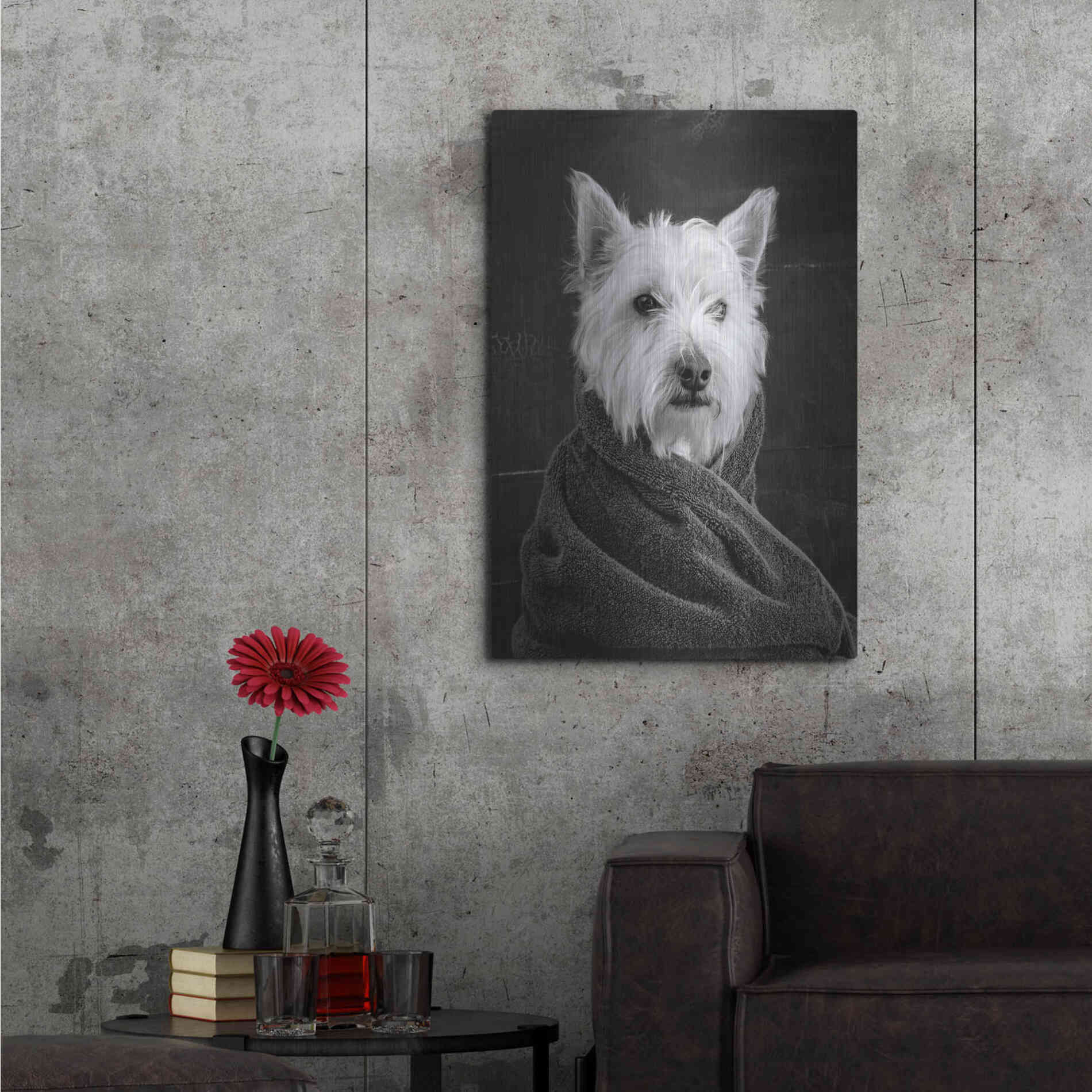 Luxe Metal Art 'Portrait of a Westy Dog' by Edward M. Fielding, Metal Wall Art,24x36