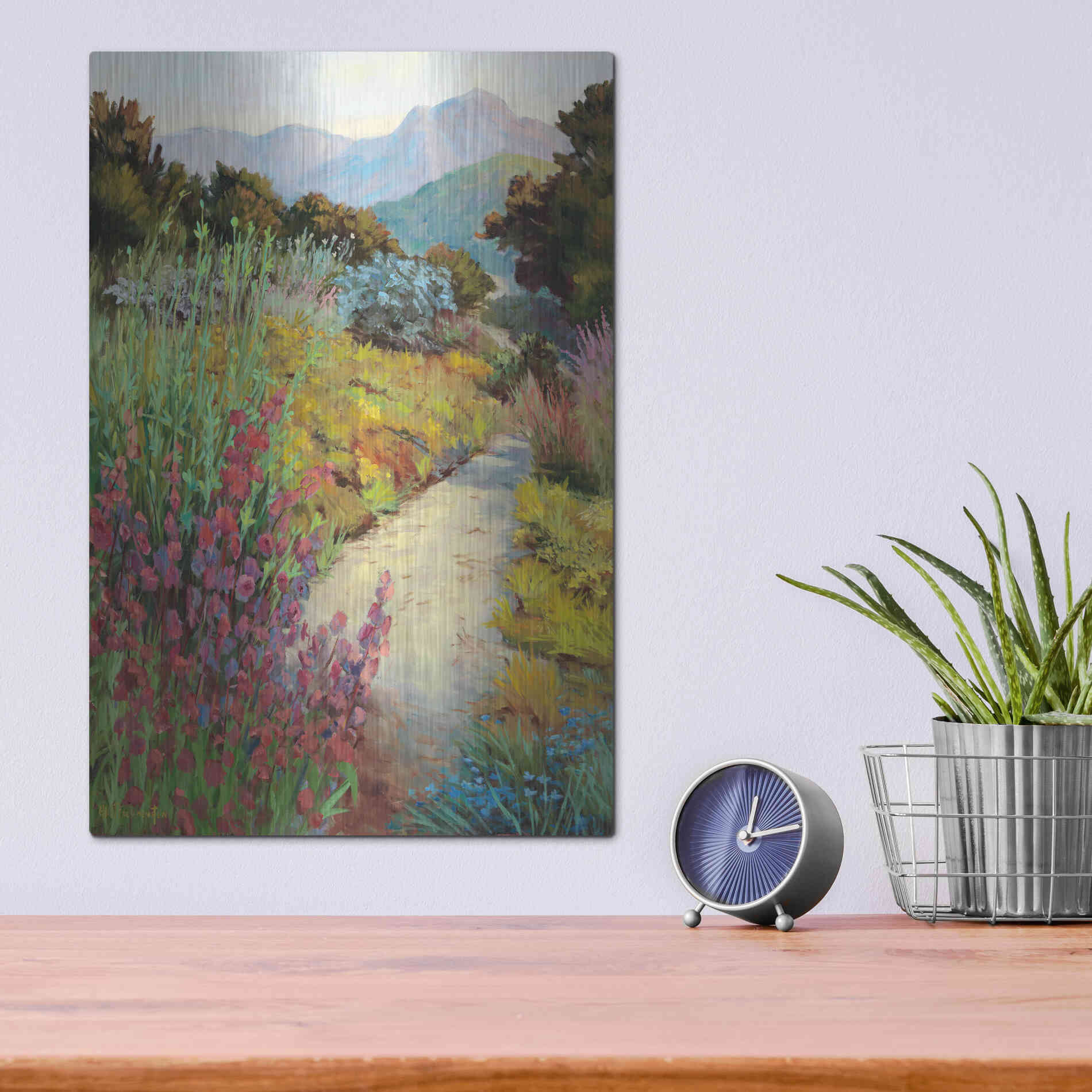 Luxe Metal Art 'Garden Path' by Ellie Freudenstein, Metal Wall Art,12x16