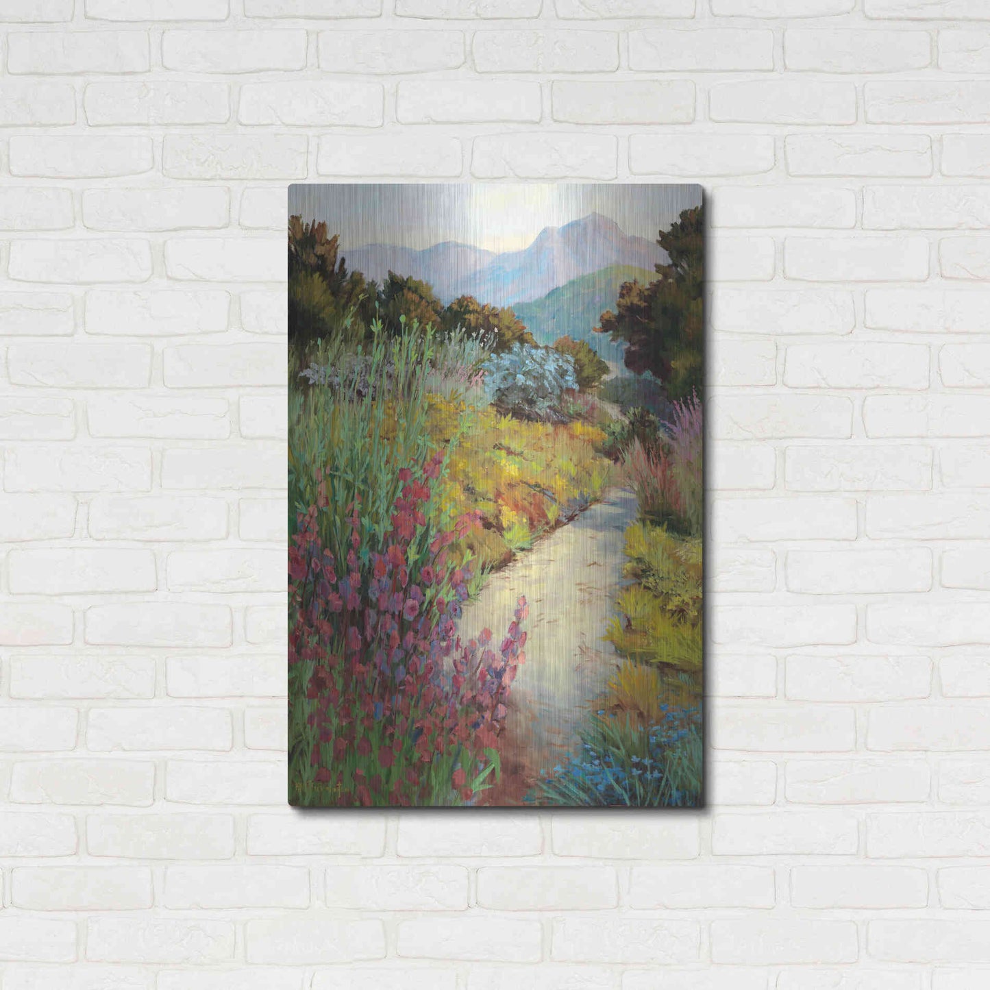 Luxe Metal Art 'Garden Path' by Ellie Freudenstein, Metal Wall Art,24x36