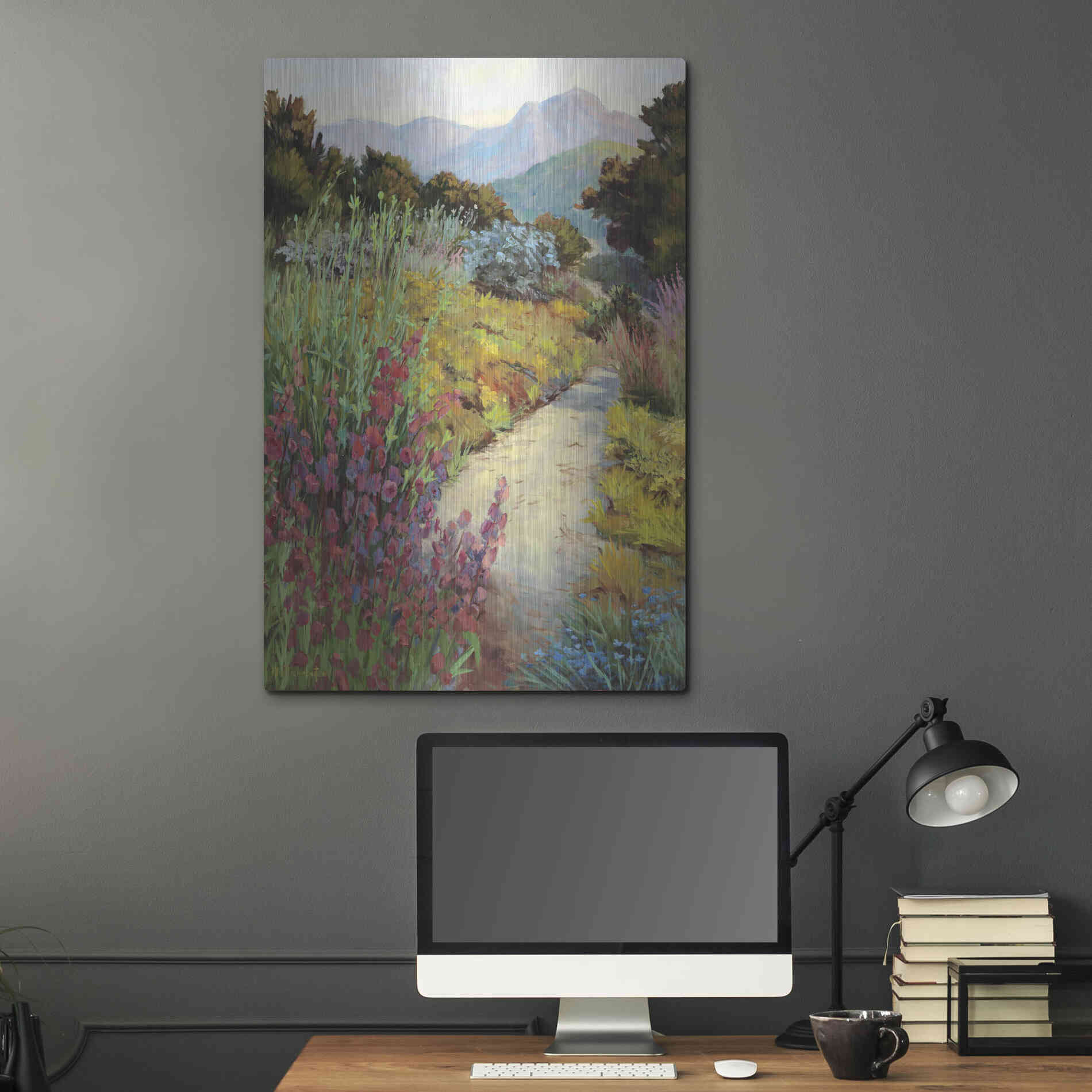 Luxe Metal Art 'Garden Path' by Ellie Freudenstein, Metal Wall Art,24x36