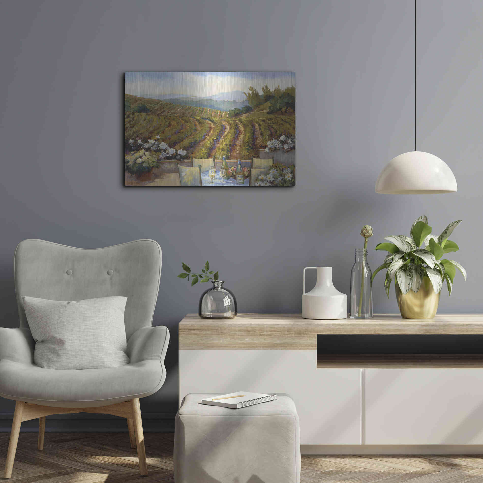 Luxe Metal Art 'Vineyards to Mount St. Helena' by Ellie Freudenstein, Metal Wall Art,24x16