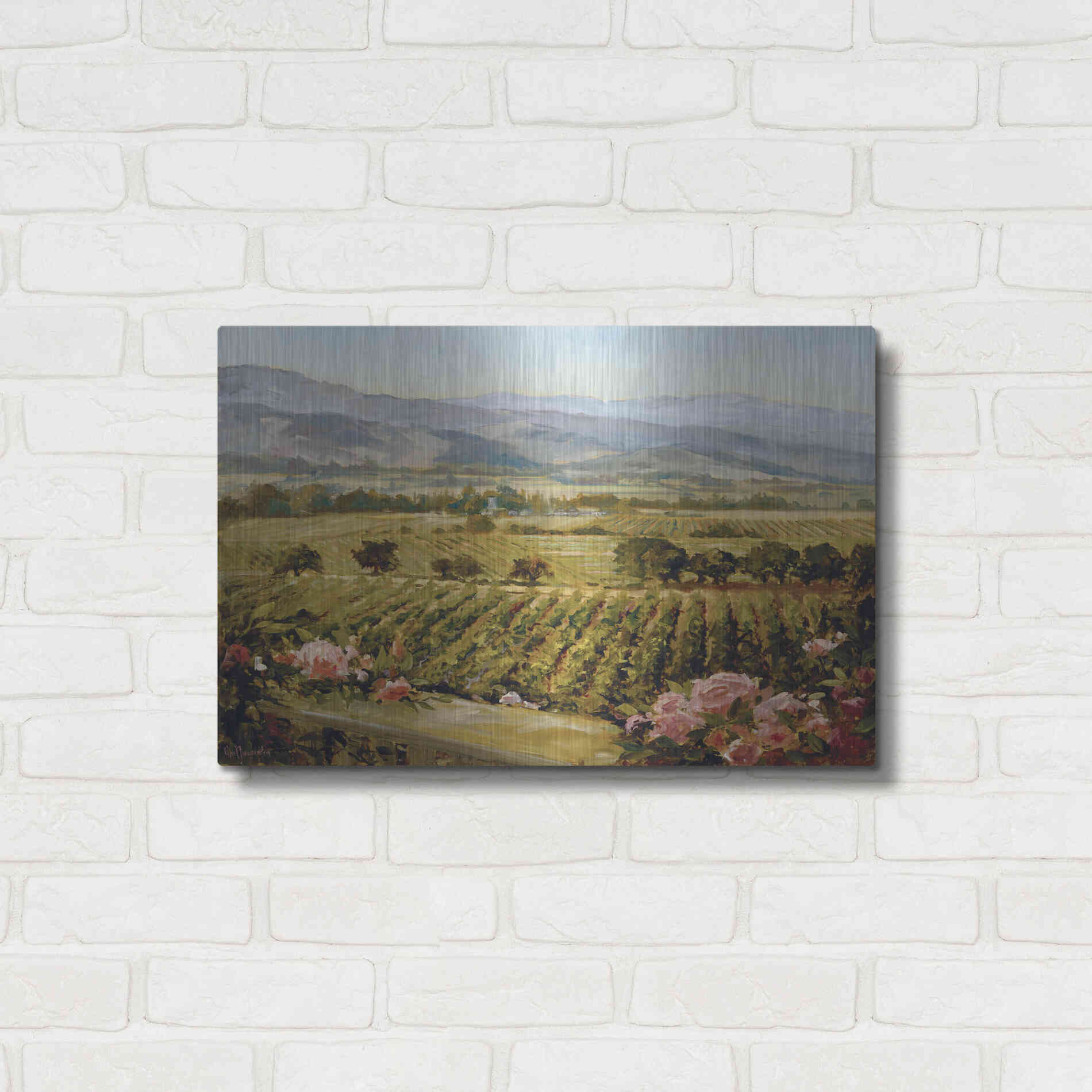 Luxe Metal Art 'Vineyards to Vaca Mountains' by Ellie Freudenstein, Metal Wall Art,24x16