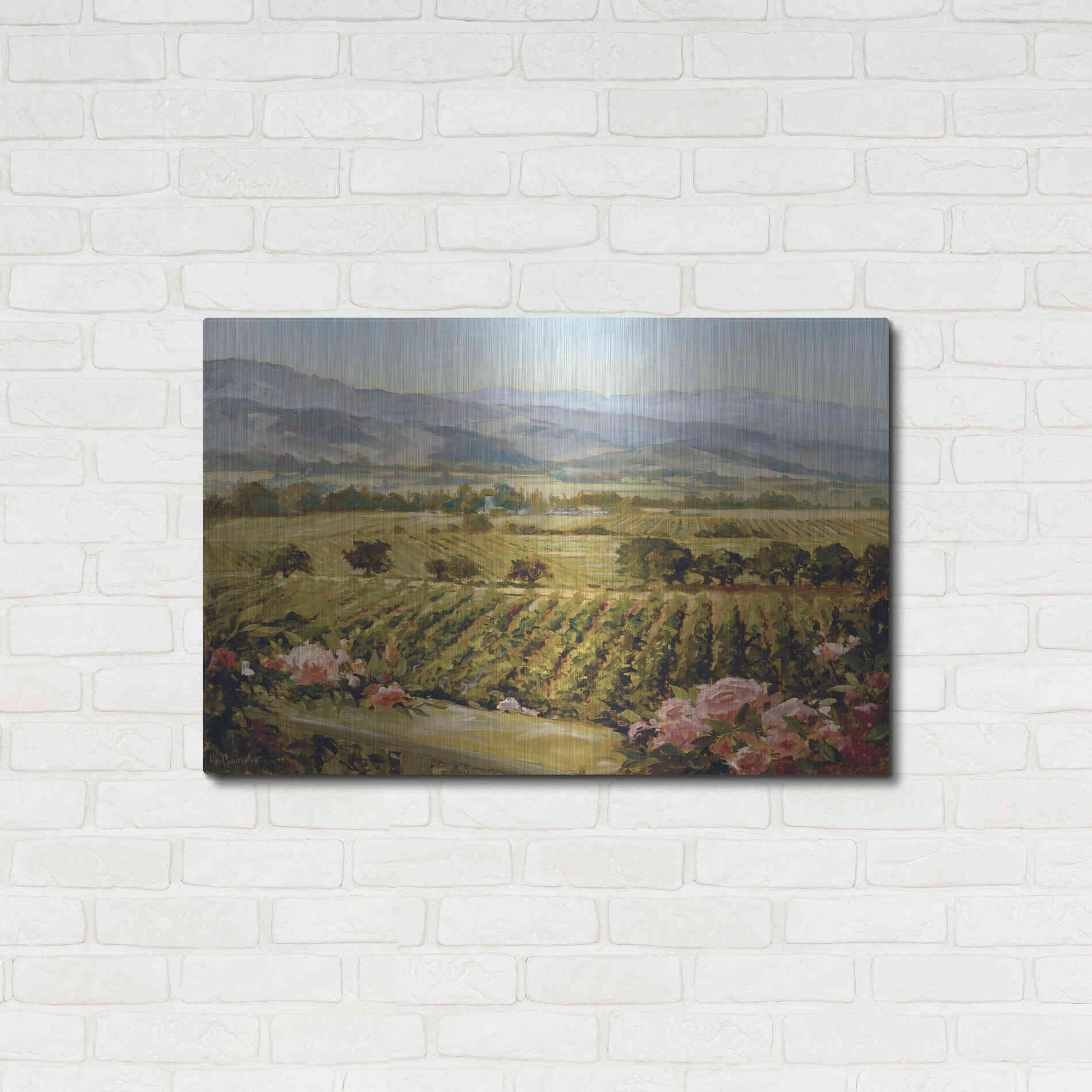 Luxe Metal Art 'Vineyards to Vaca Mountains' by Ellie Freudenstein, Metal Wall Art,36x24