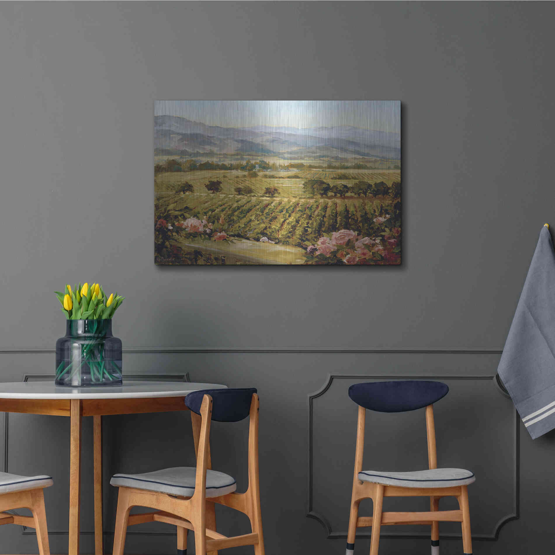 Luxe Metal Art 'Vineyards to Vaca Mountains' by Ellie Freudenstein, Metal Wall Art,36x24