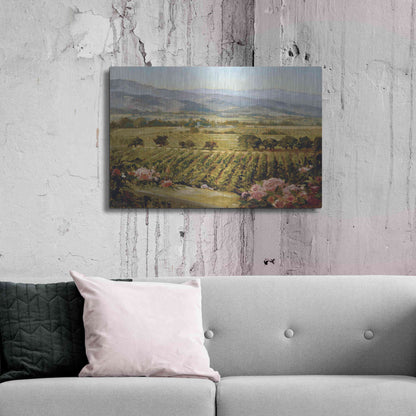 Luxe Metal Art 'Vineyards to Vaca Mountains' by Ellie Freudenstein, Metal Wall Art,36x24